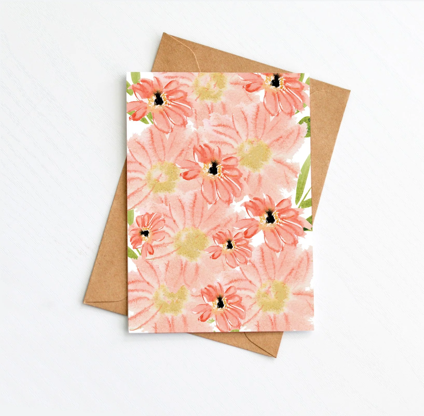 Pink Cosmos Pattern - Greeting Card