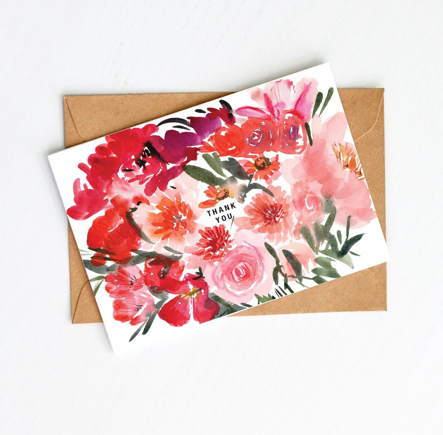 Thank You- Magenta Bouquet-card-stock-kraft-envolope-horizontal.jpg