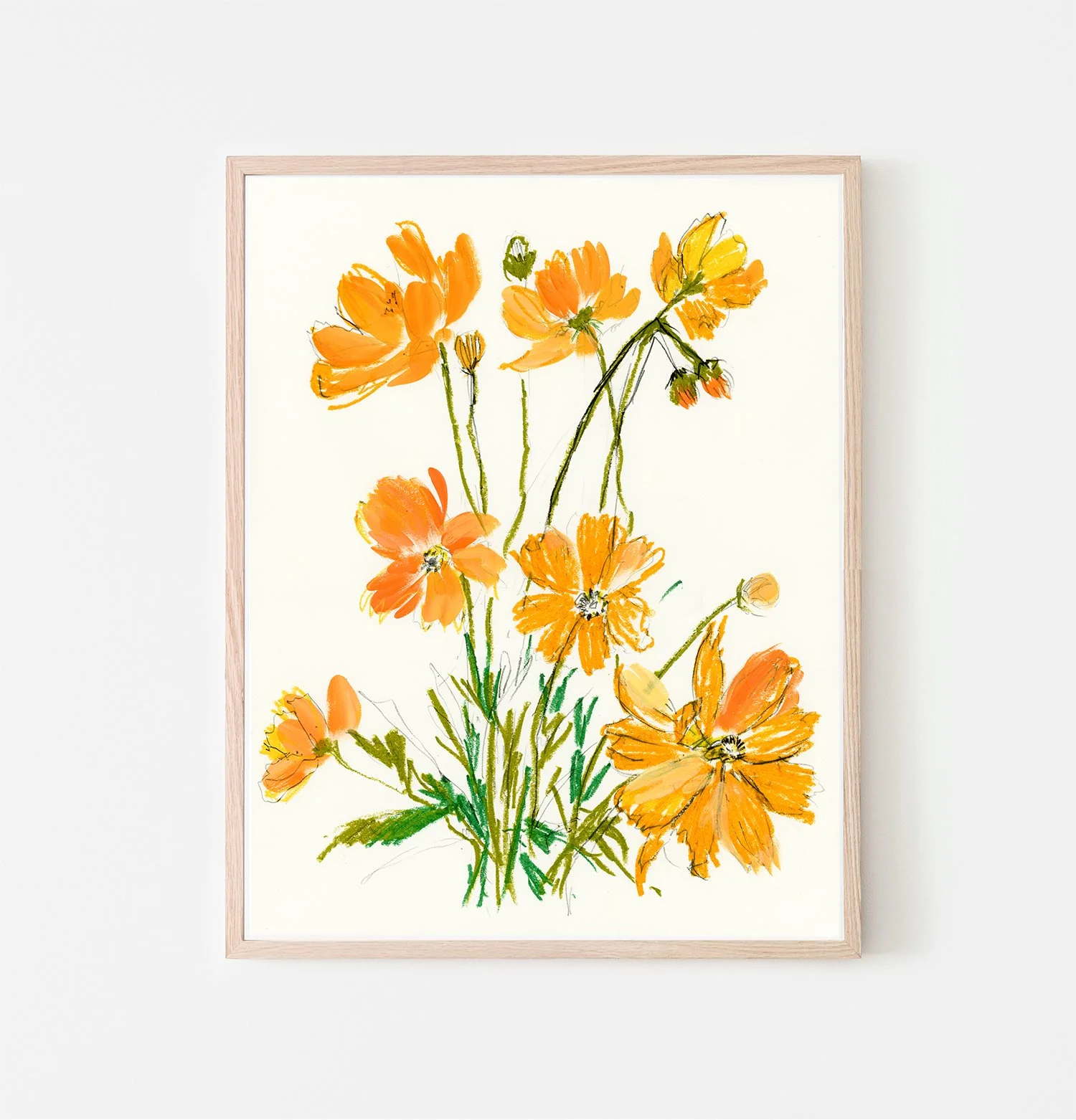Orange Cosmos •  Floral Print