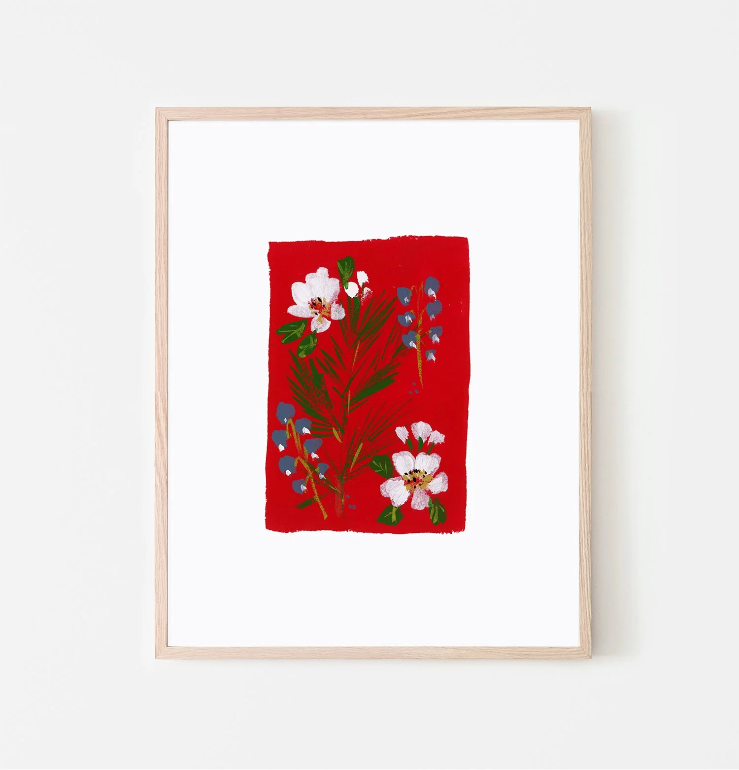 Red Poinsettia Blue Foxglove-(8x10)Vertical-floating-skinny-wood-raw-frame.jpg