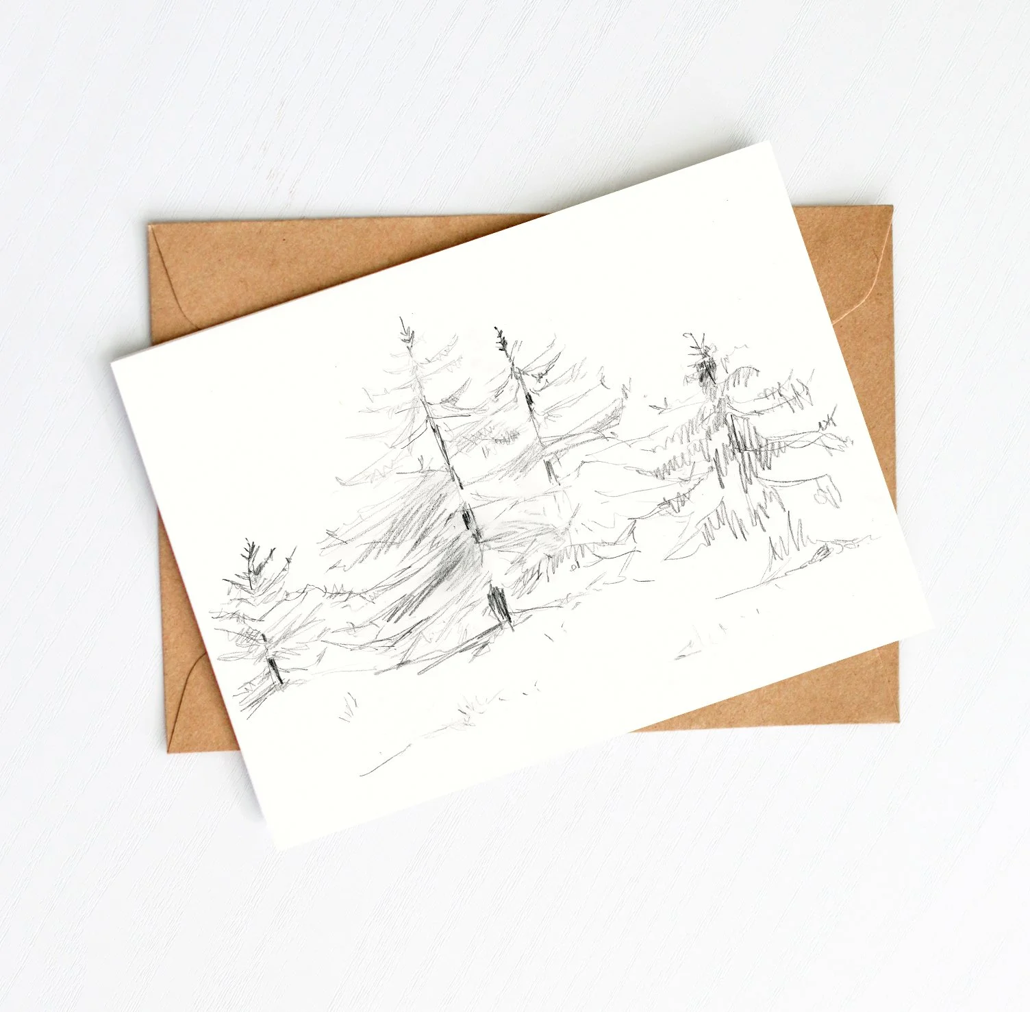 Sketched Pines Winter Card
