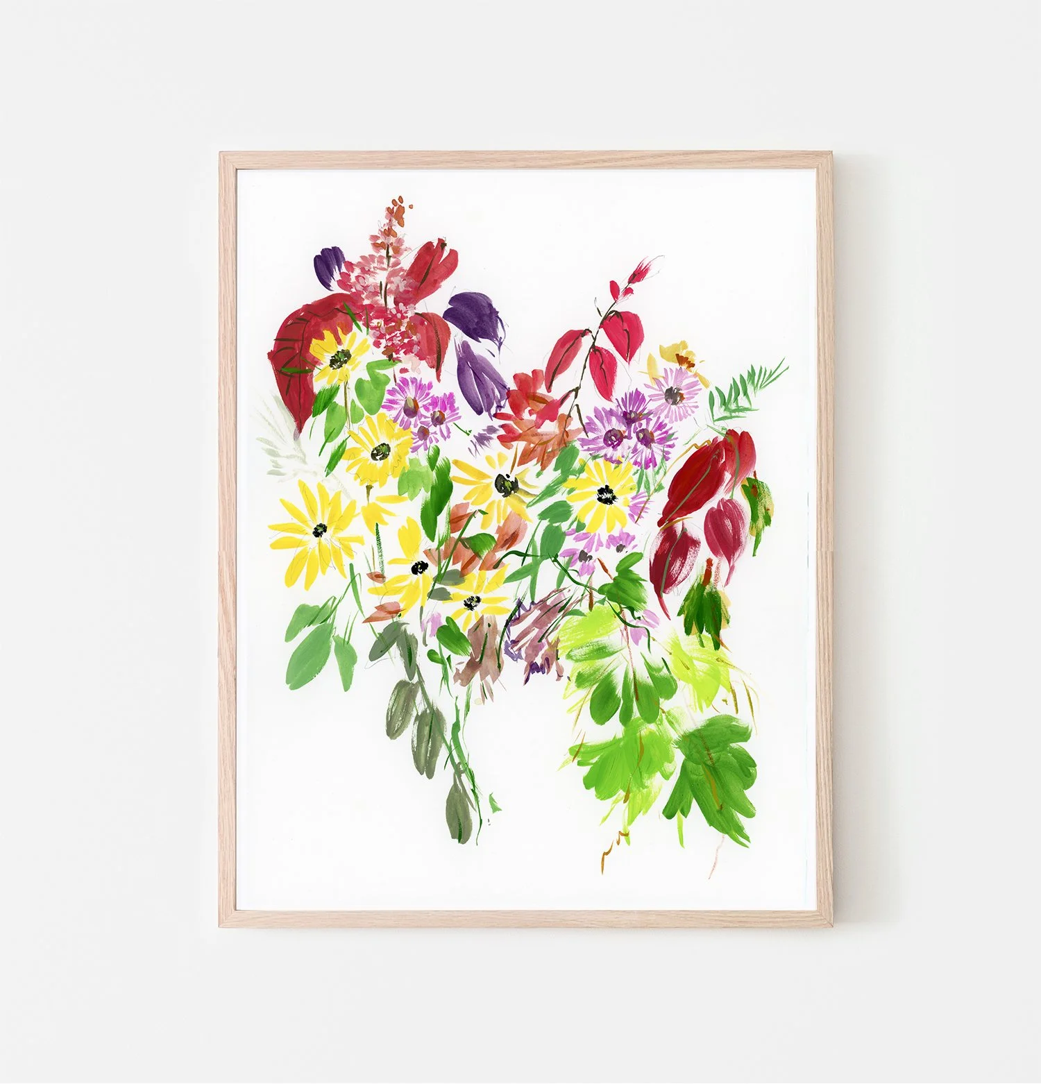 Black-Eyed Susan Bouquet Right-Vertical-floating-skinny-wood-raw-frame.jpg