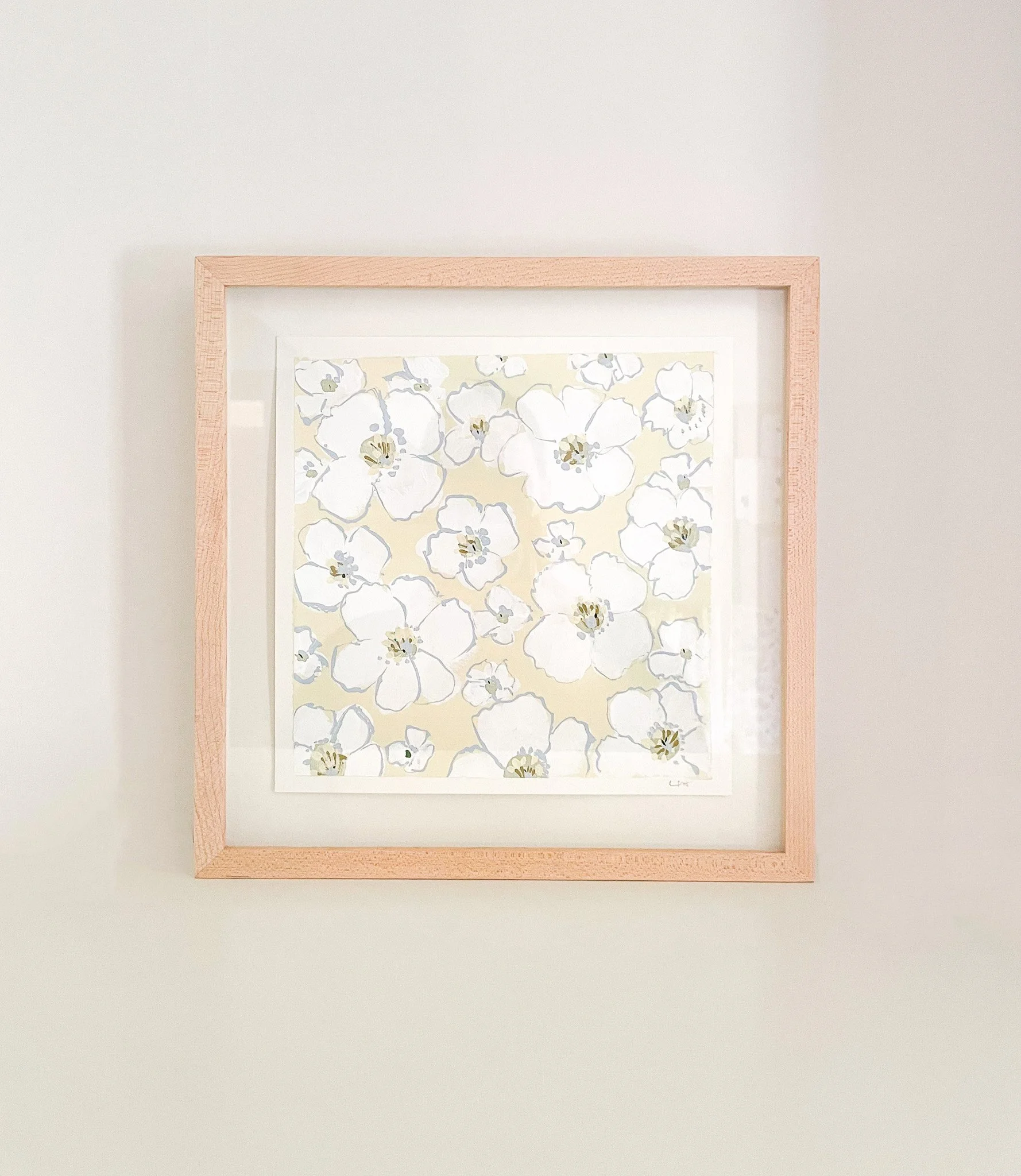 Cosmos Pattern-Original Gouache-Maple Framed -10%22x10%22- LaCott Fine Art.jpg