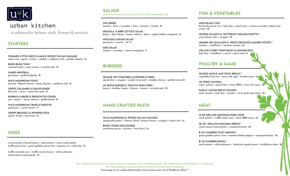 Urban Cookhouse Menu.pdf Dinner Menu β Urban Kitchen