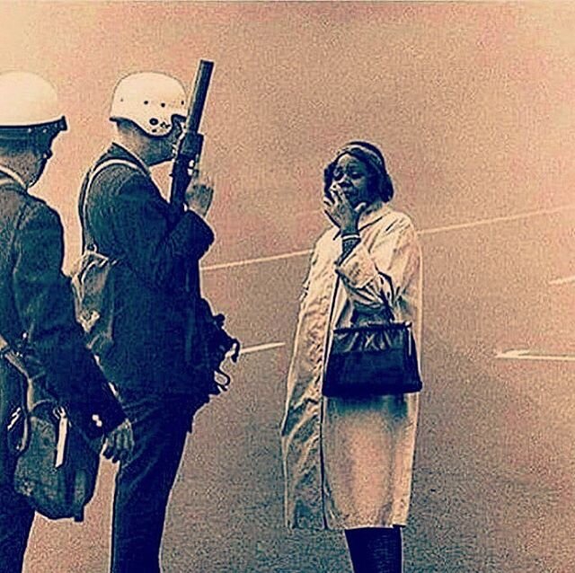 Louisa Jenkins casually smokes a cigarette while police question her at a 1957 protest. #mood #BlackWomensLivesMatter #BlackLivesMatter #ThatsWhatSheSaidSF 👸🏿👸🏽👸🏾