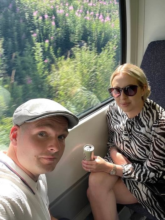 Ben Thompson and Rhianne on train July 1, 2022.jpg