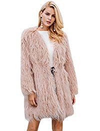 Simplee Apparel Women's Winter Warm Fluffy Long Faux Fur Coat Jacket Outwear