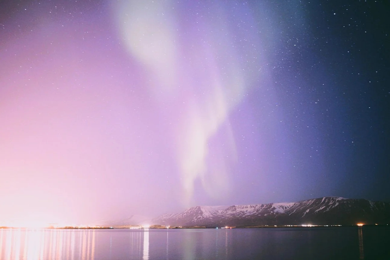 Image of the aurora borealis in Reykjavik, Iceland