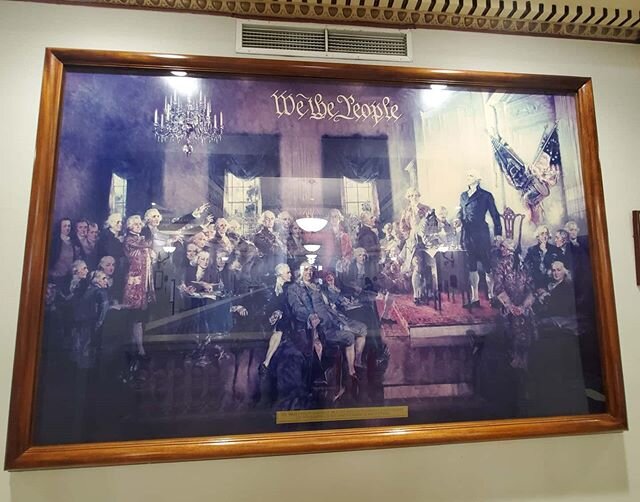 This is on the second floor of 11th Circuit Court in Miami-Dade County. It would of been nice just to even be a fly on the wall that day! Second pic gives you a who's who on the painting. #jotlawfirm #america #usa #constitution #freedom #law #legal #