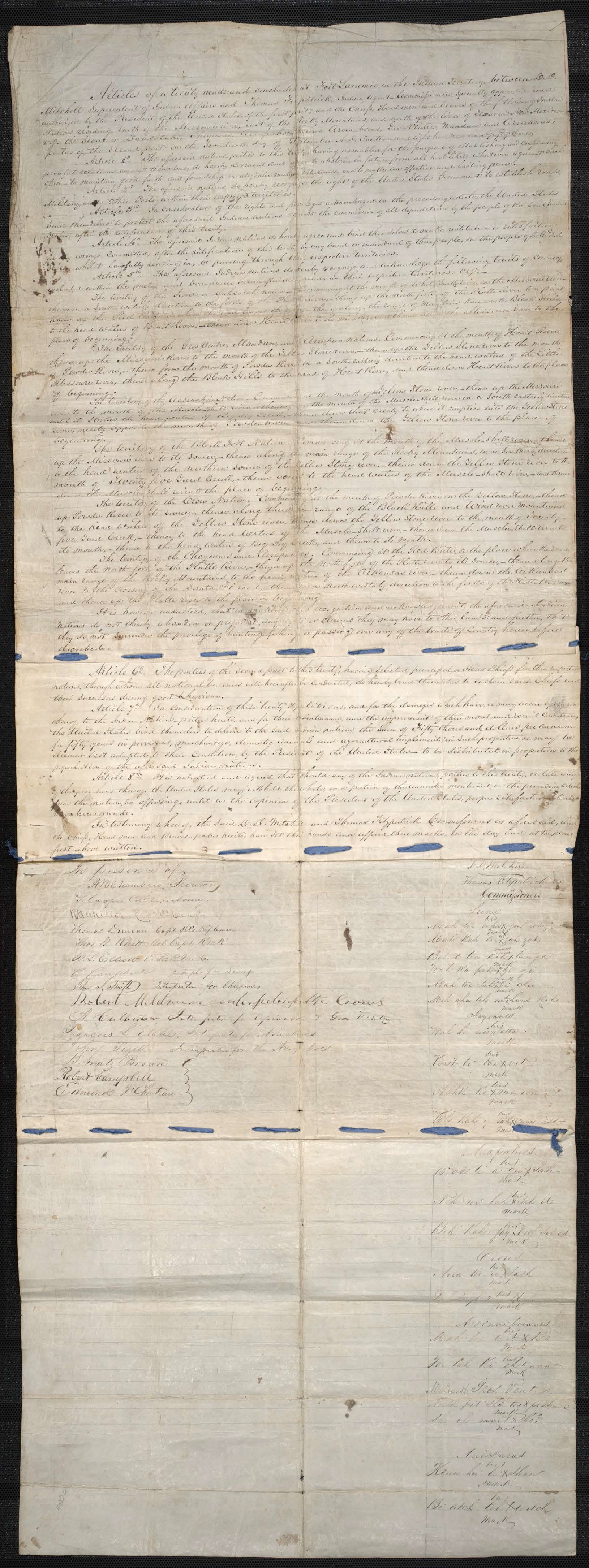 Fort Laramie Treaty of 1851 - U.S. National Archives Records of the Bureau of Indian Affairs, 1793 - 1999