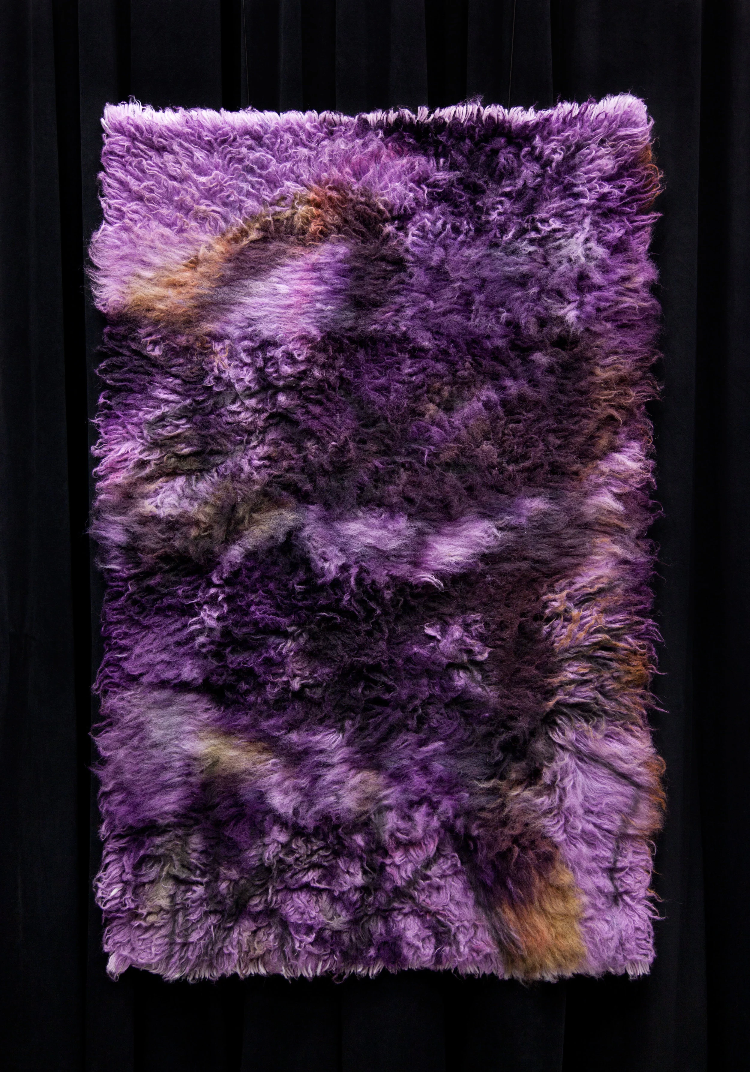 Iron and Steel, 2017, wool rug, acid dye, hairspray, chalk.4’x6’