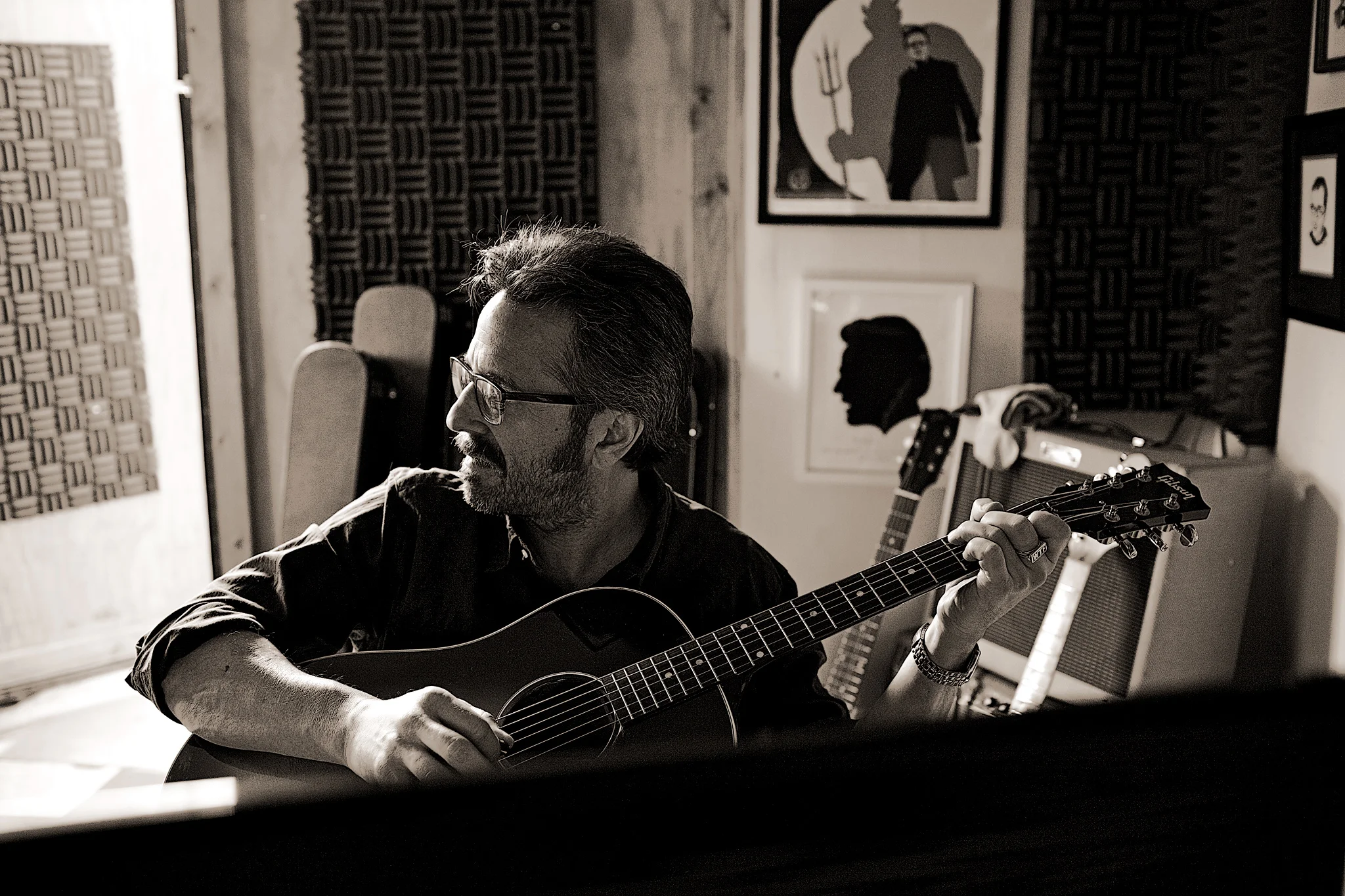 marc maron, comedian/podcaster, in his garage