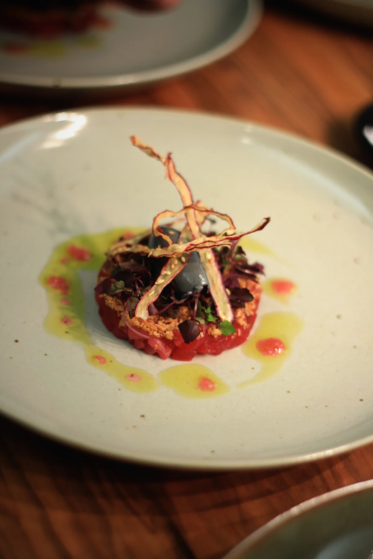 Bluefin Tuna, black sesame ice cream, shallot, shiso