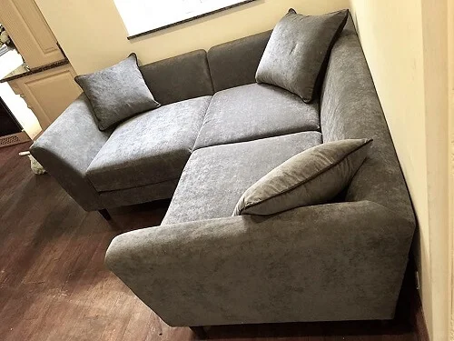 Case Study: Corner sofa reupholster and roman blinds