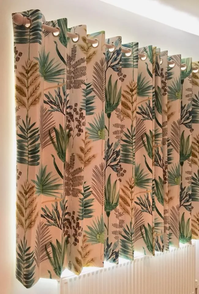 Eyelet curtains made from Harlequin Zapara
