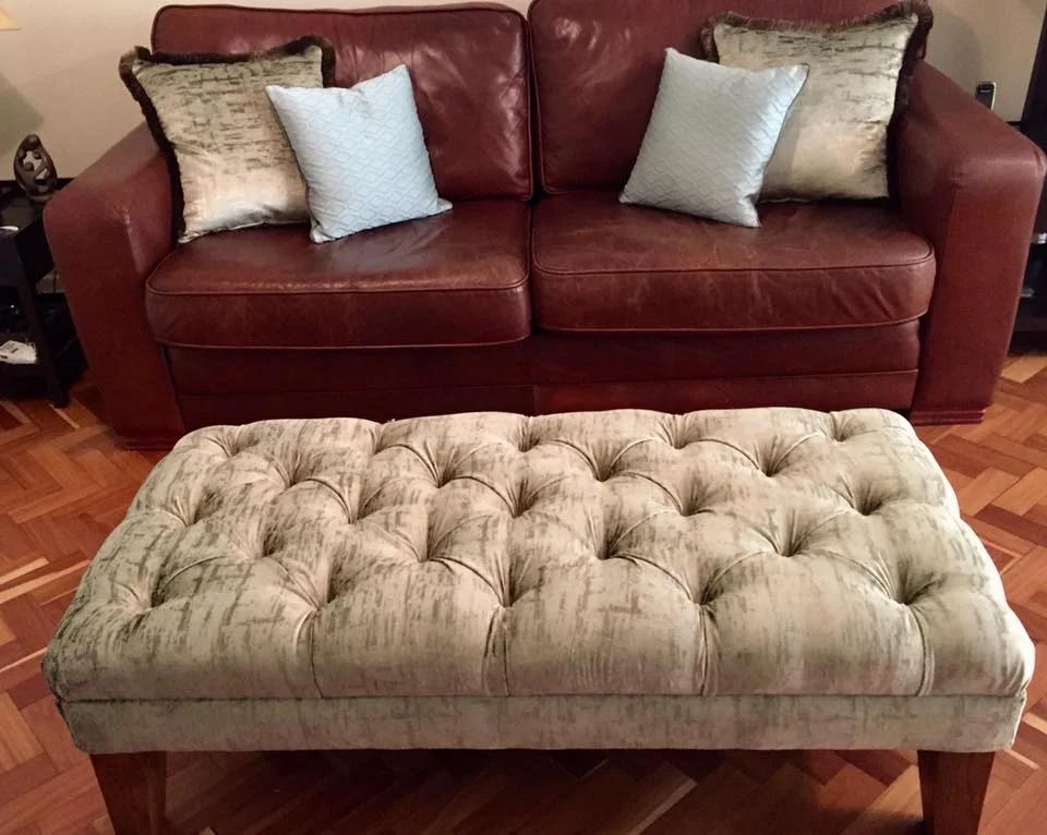 Bespoke cushions and matching footstool