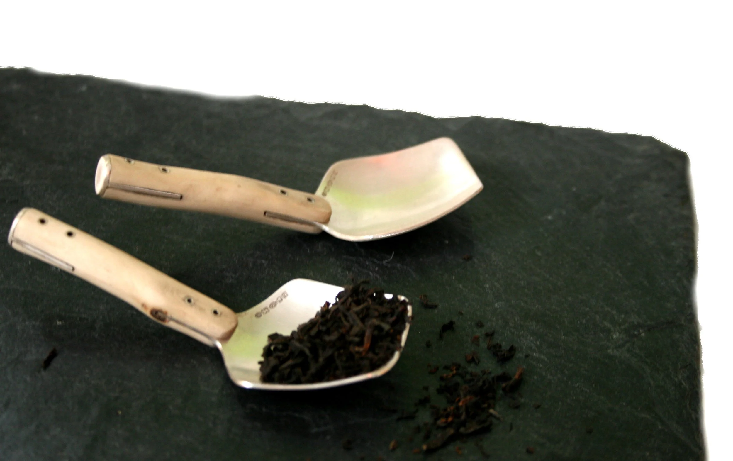 Silver and wood caddy spoon, made from sterling silver. — The Silver Duck