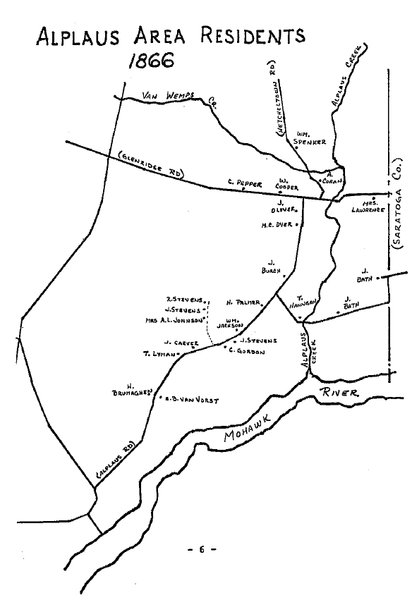 A map of residences in Alplaus, N.Y. in 1866