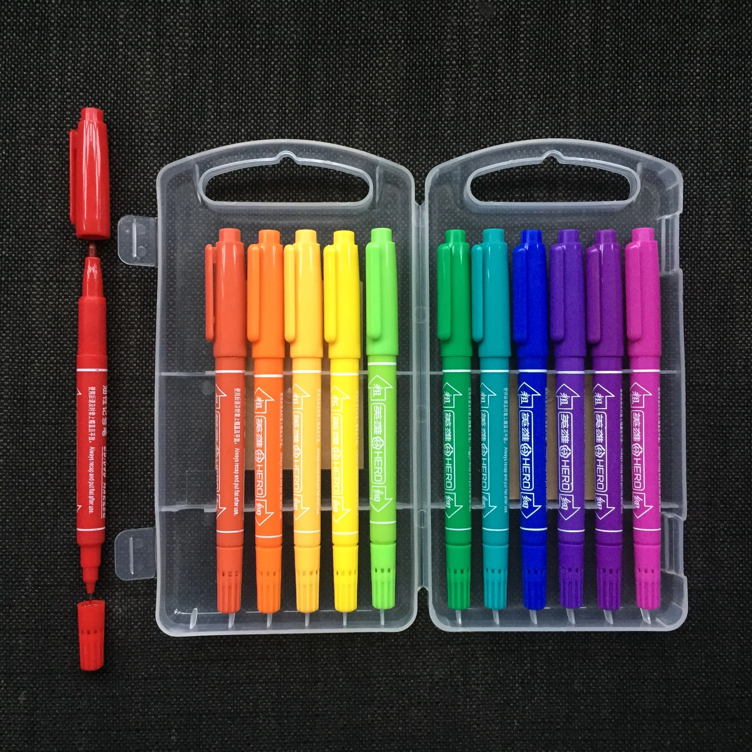Box-Set of 12 Colour Wheel double-ended marker pens