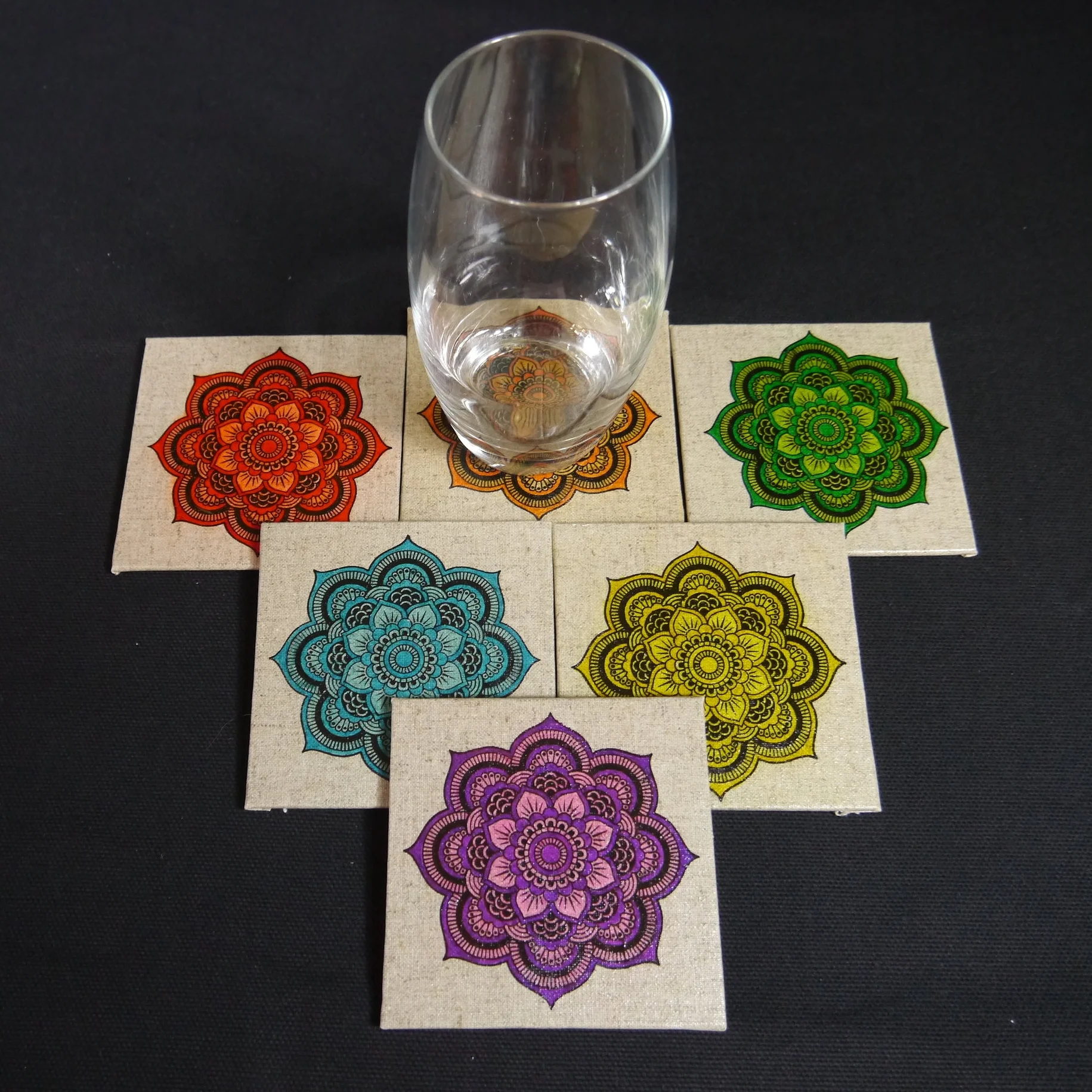 Mandala coaster set multi colour