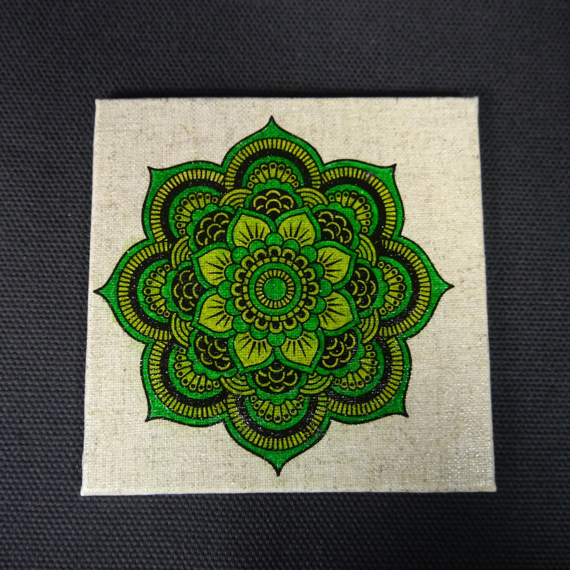 Emerald green mandala coaster