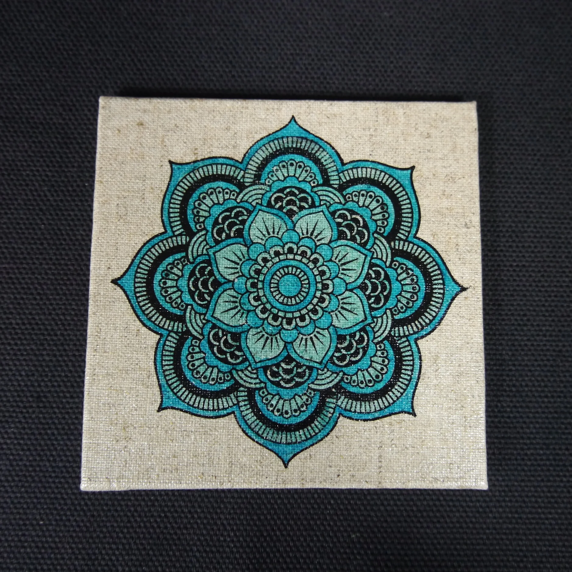 Azure ocean blue mandala coaster