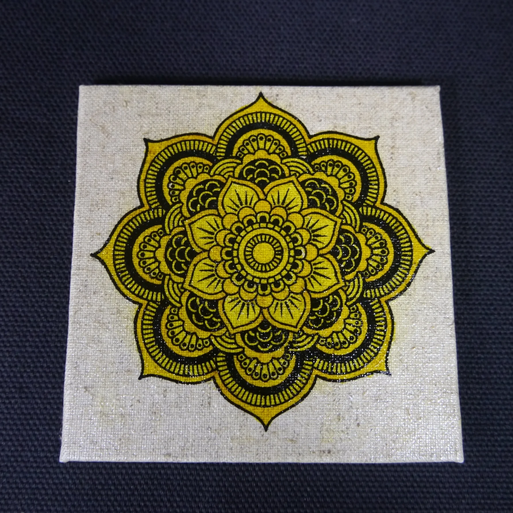 Yellow turmeric Mandala coaster
