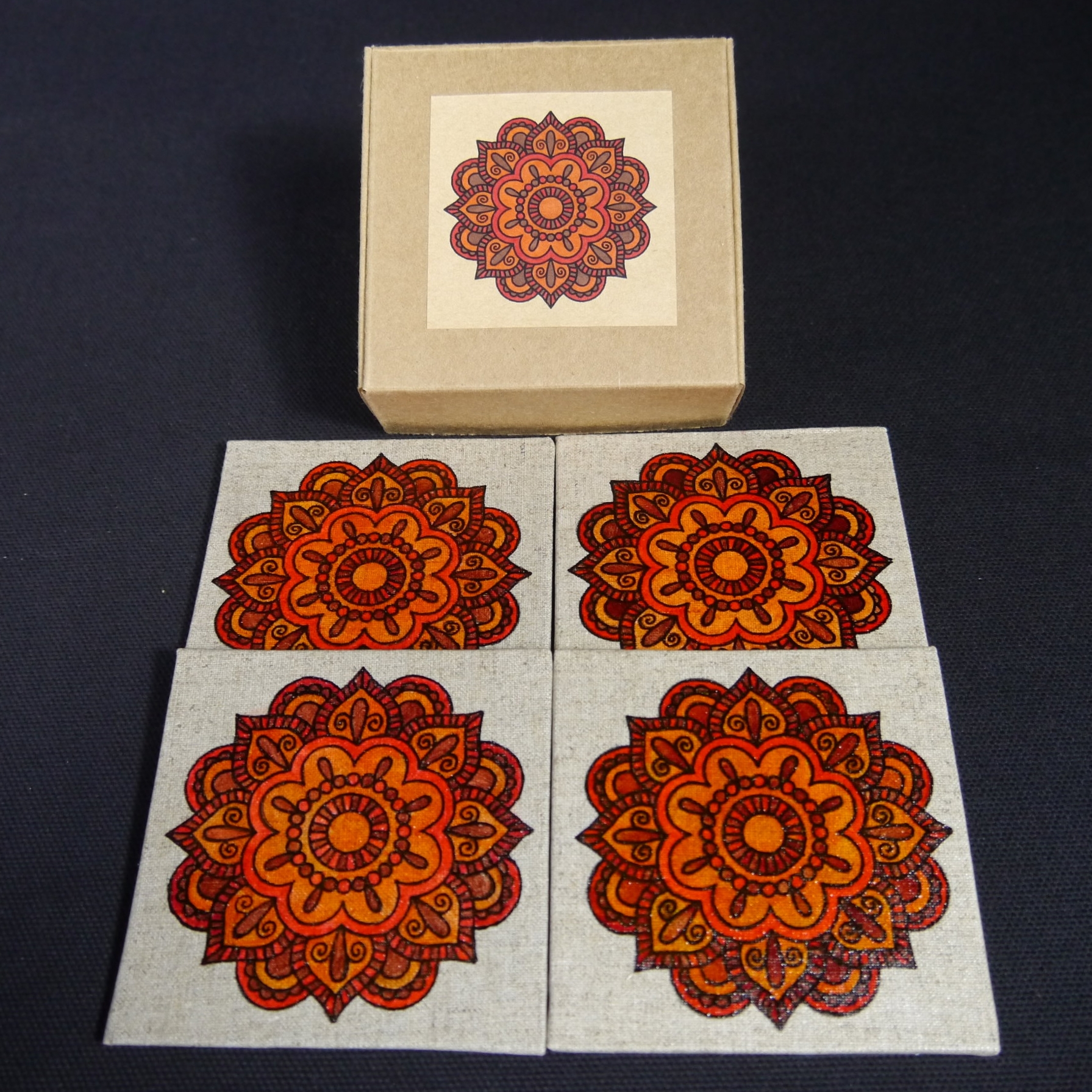 BONFIRE MANDALA COASTER SET