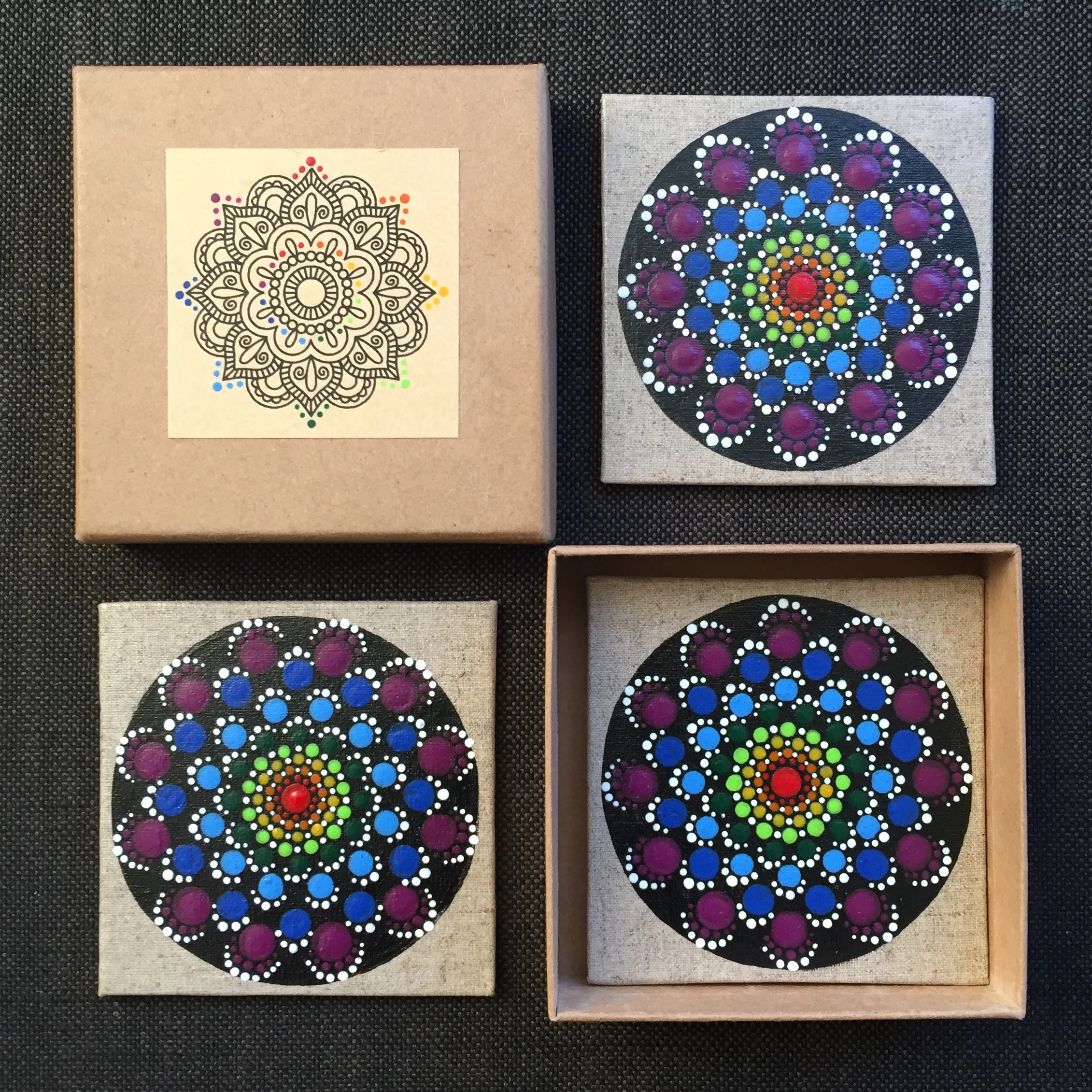 Set of 4 Chakra Mandotla Coasters 