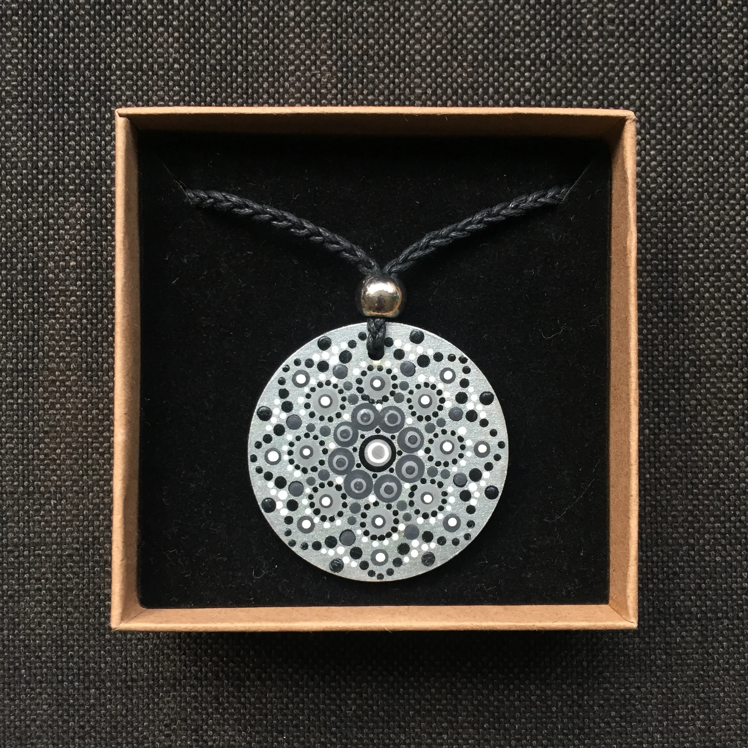 Hand-Painted "Silver" Mandotla Necklace