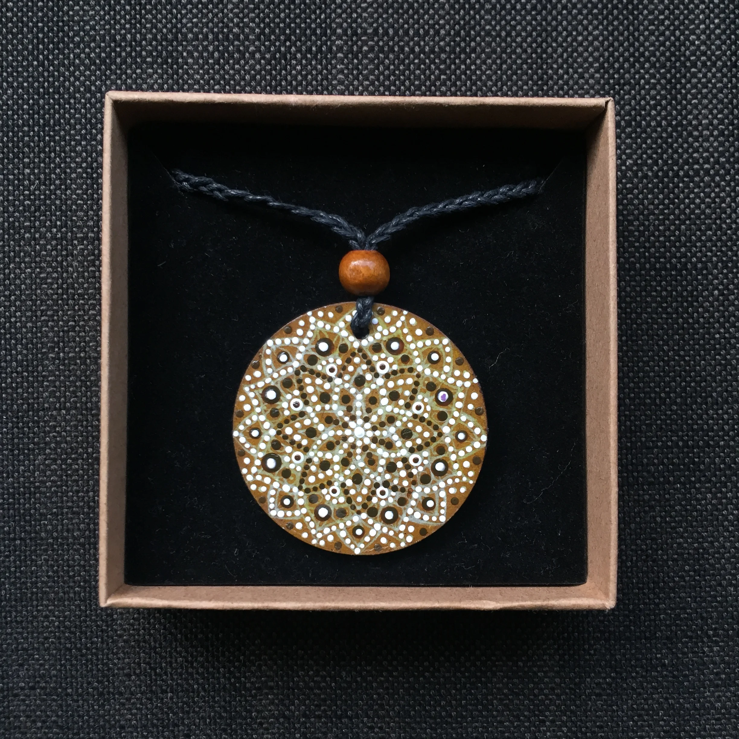 Hand-Painted "Cookie" Mandotla Necklace