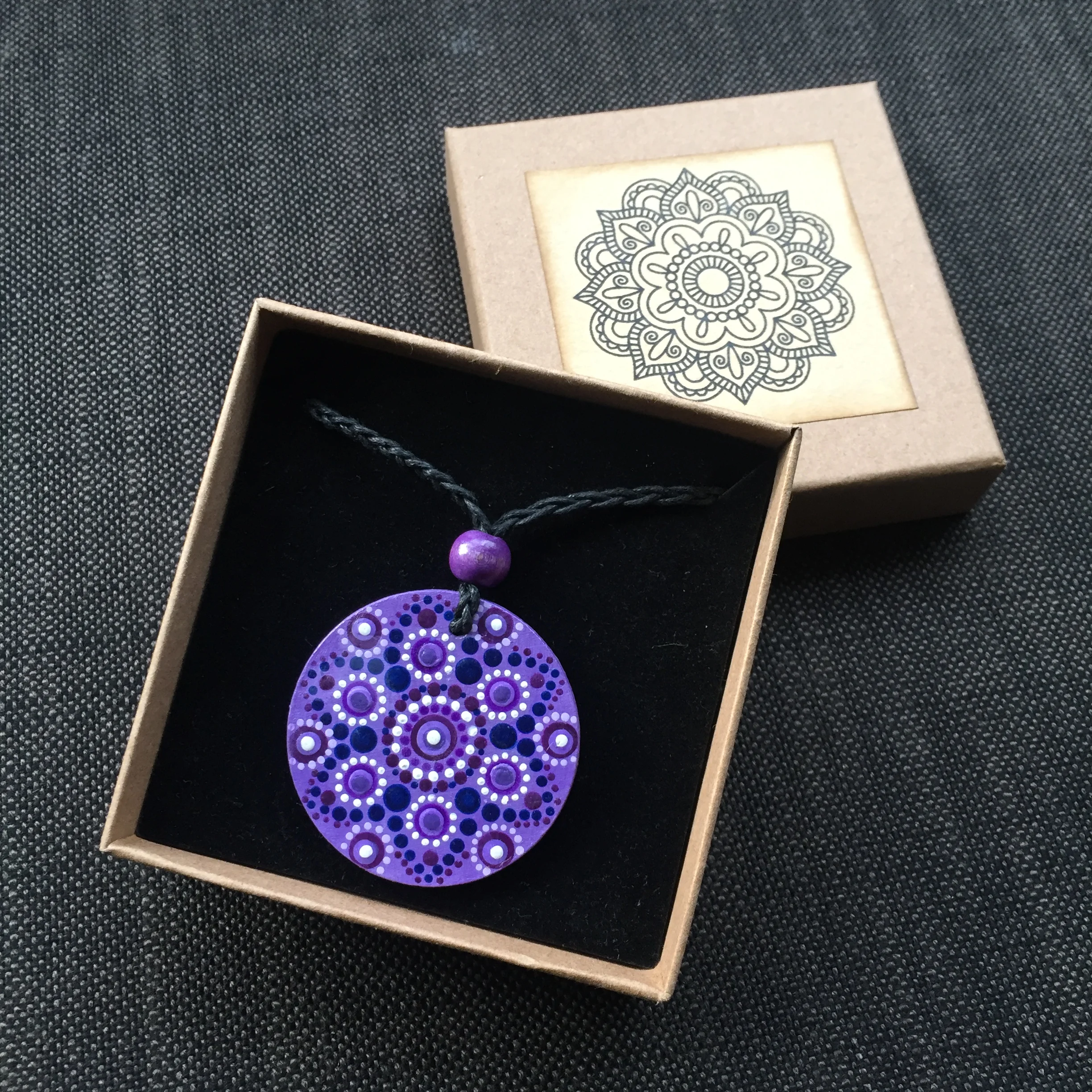 Hand-Painted "Violet" Mandotla Necklace