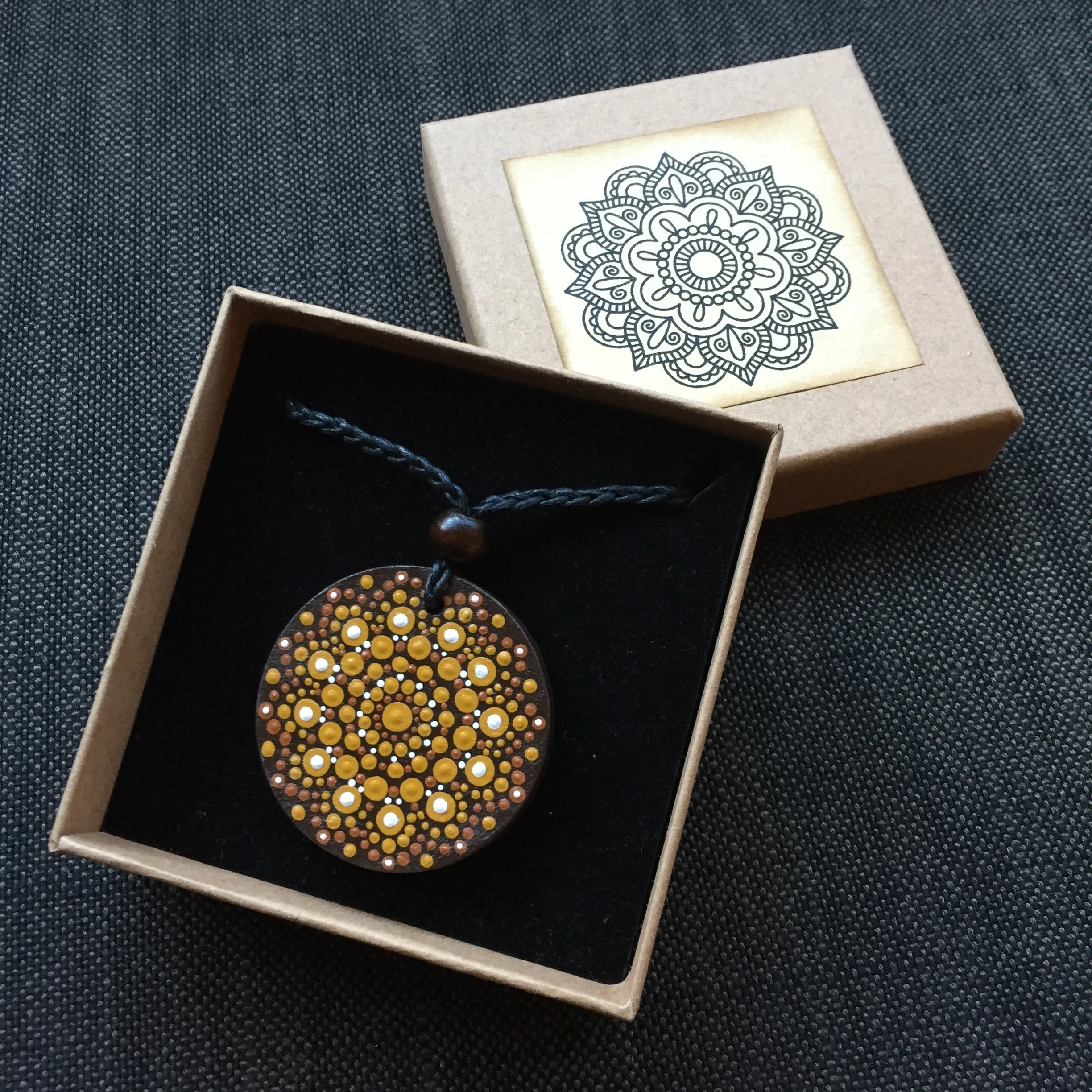 Hand-Painted "Cappuccino" Mandotla Necklace