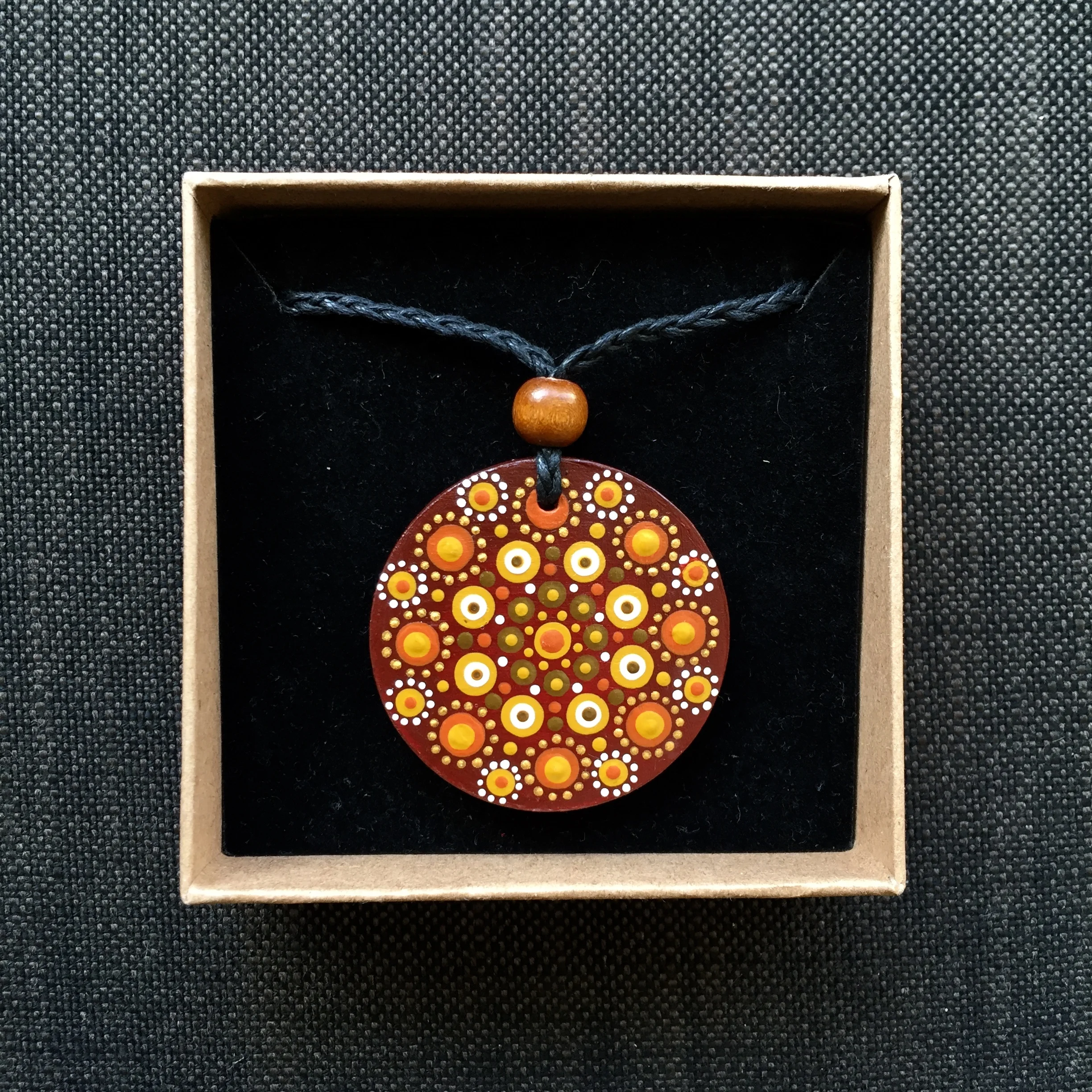 Hand-Painted "Autumn" Mandotla Necklace