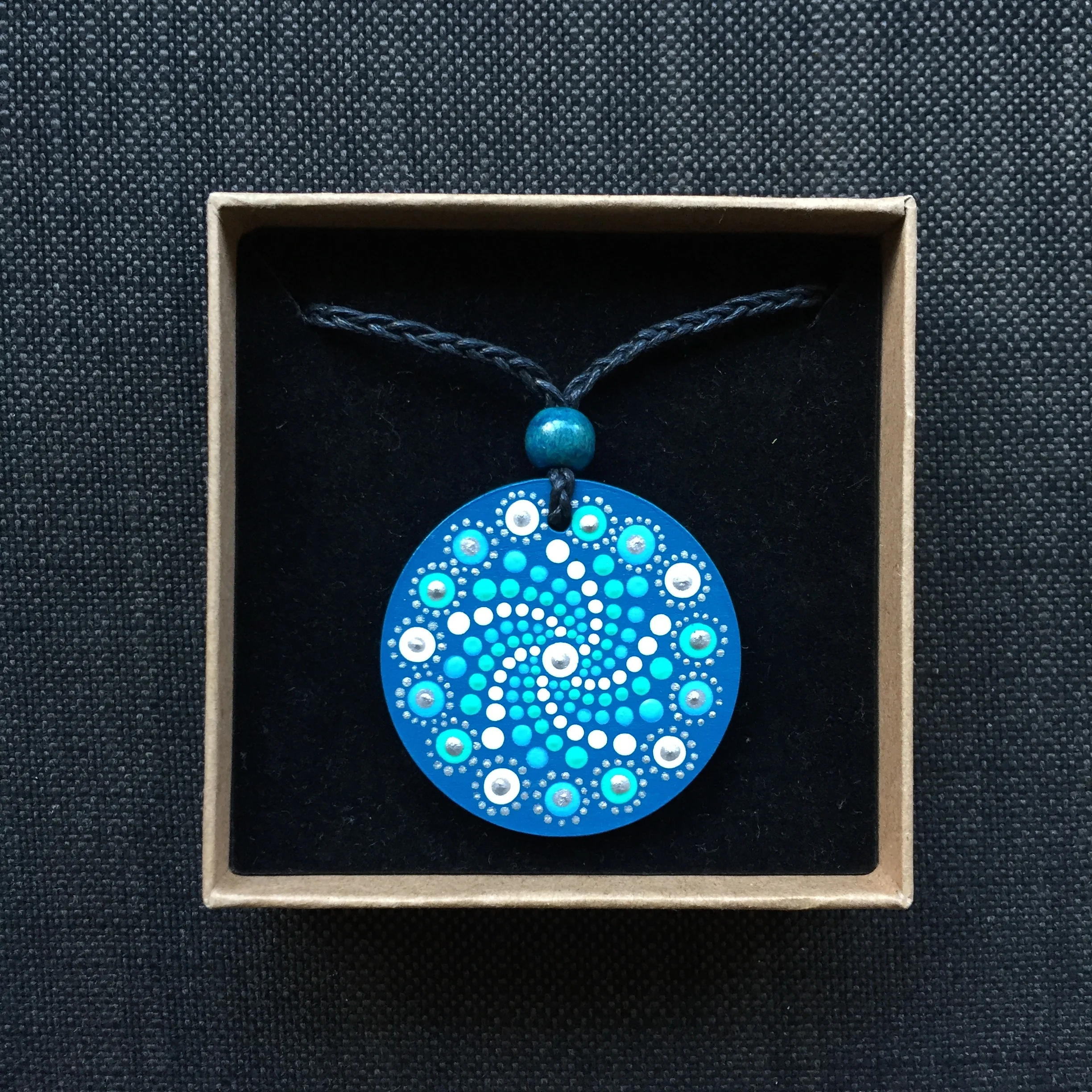 Hand-Painted "Mermaid" Mandotla Necklace