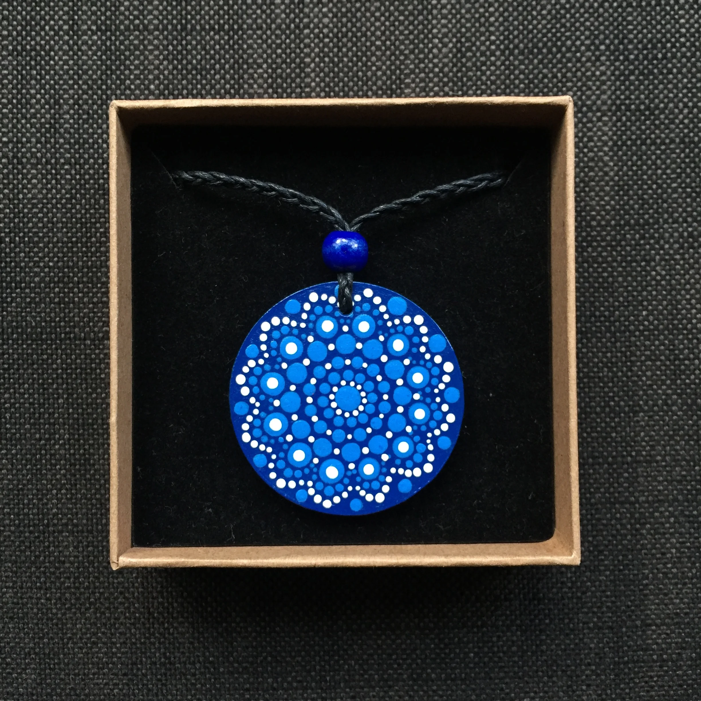 Hand-Painted "BlueSky" Mandotla Necklace