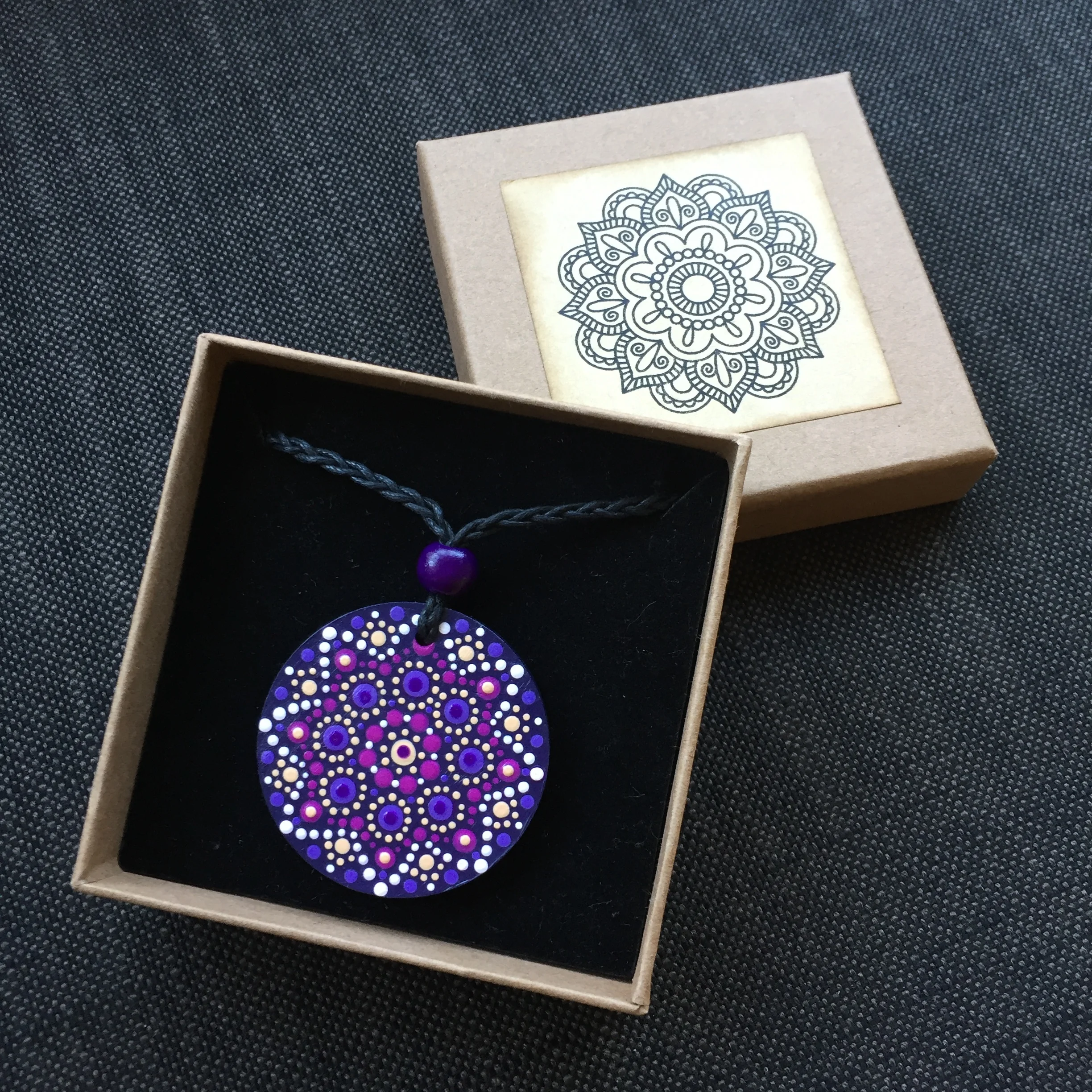 Hand-Painted "Pansy" Mandotla Necklace