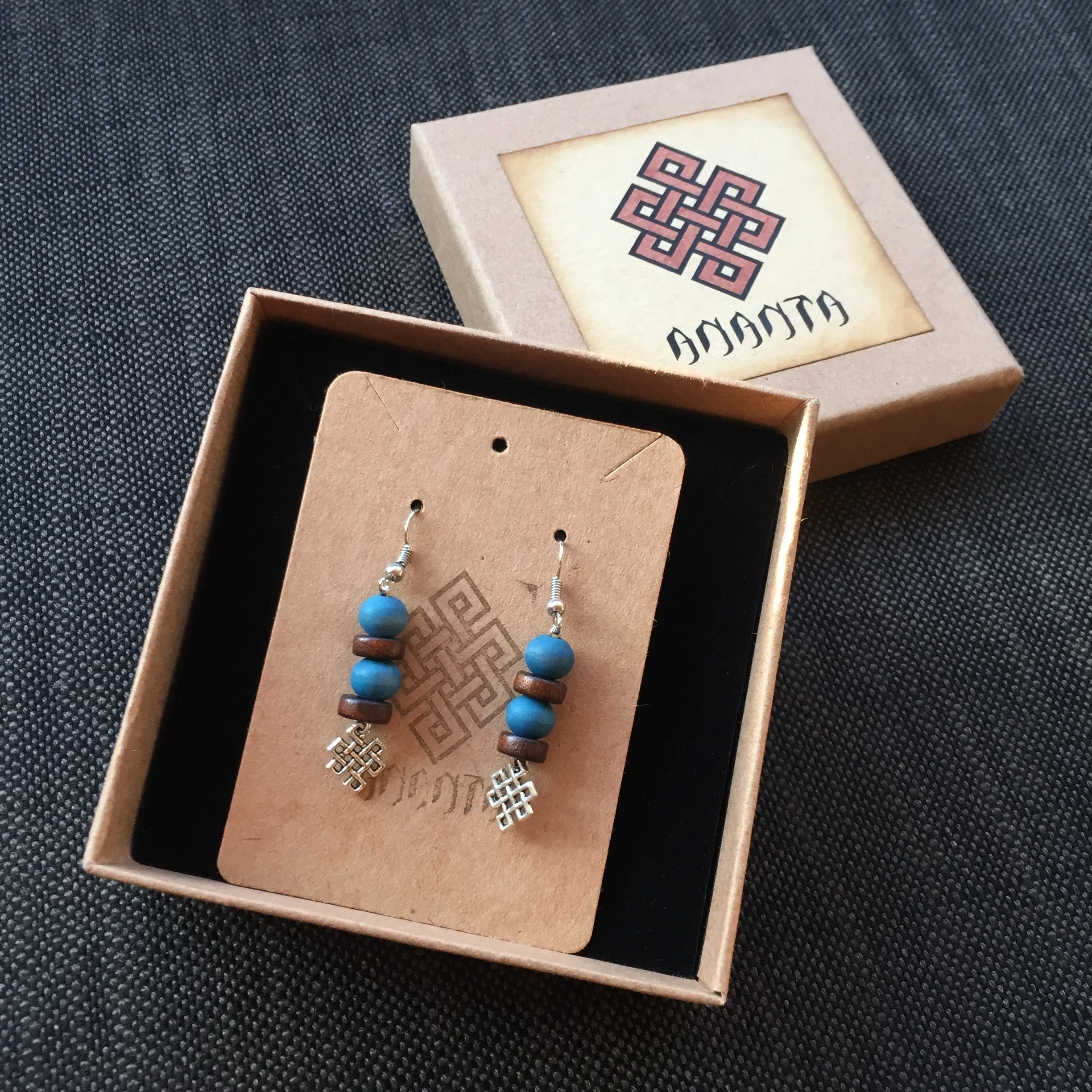 Blue wooden earrings