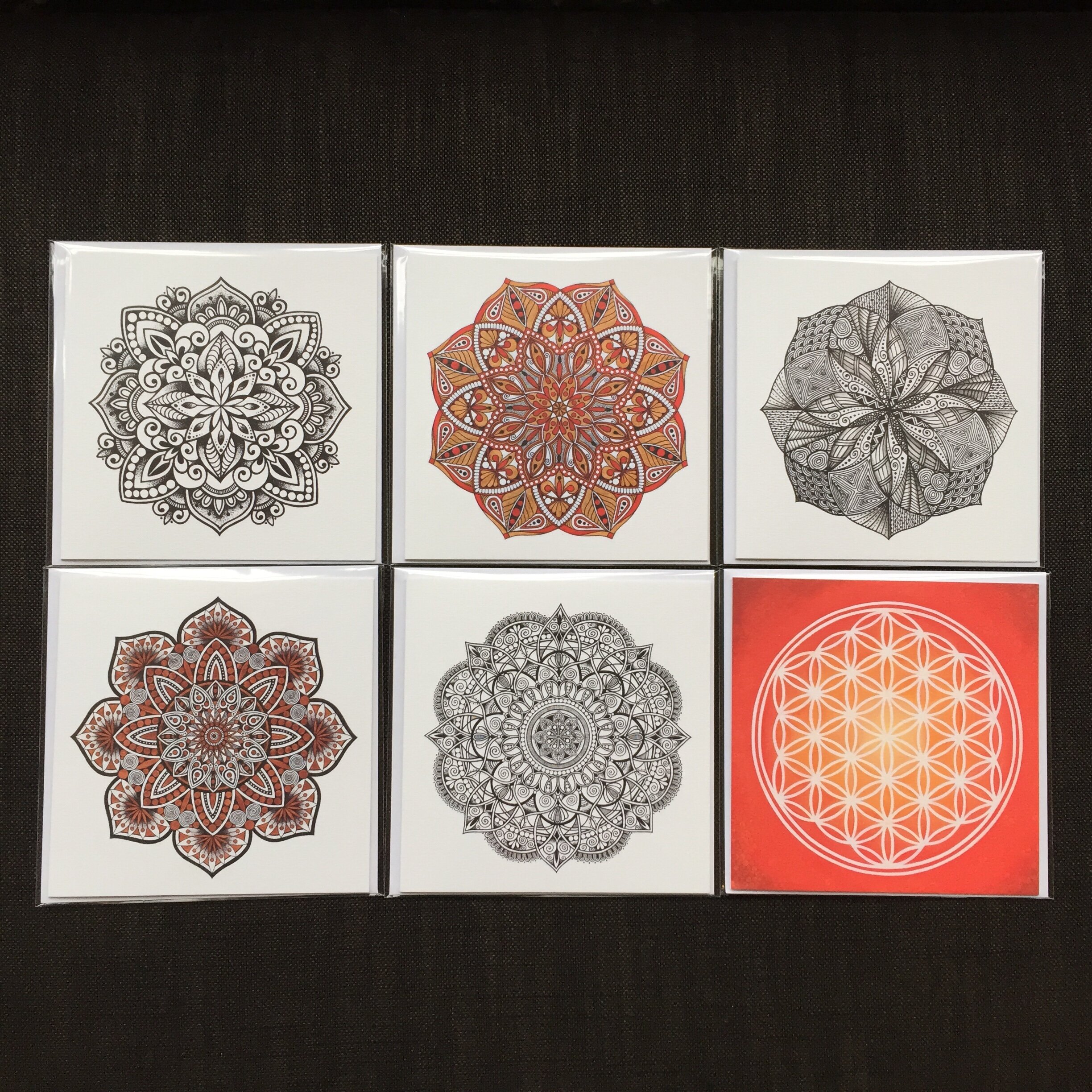 Set of 6 mixed Mandala Cards