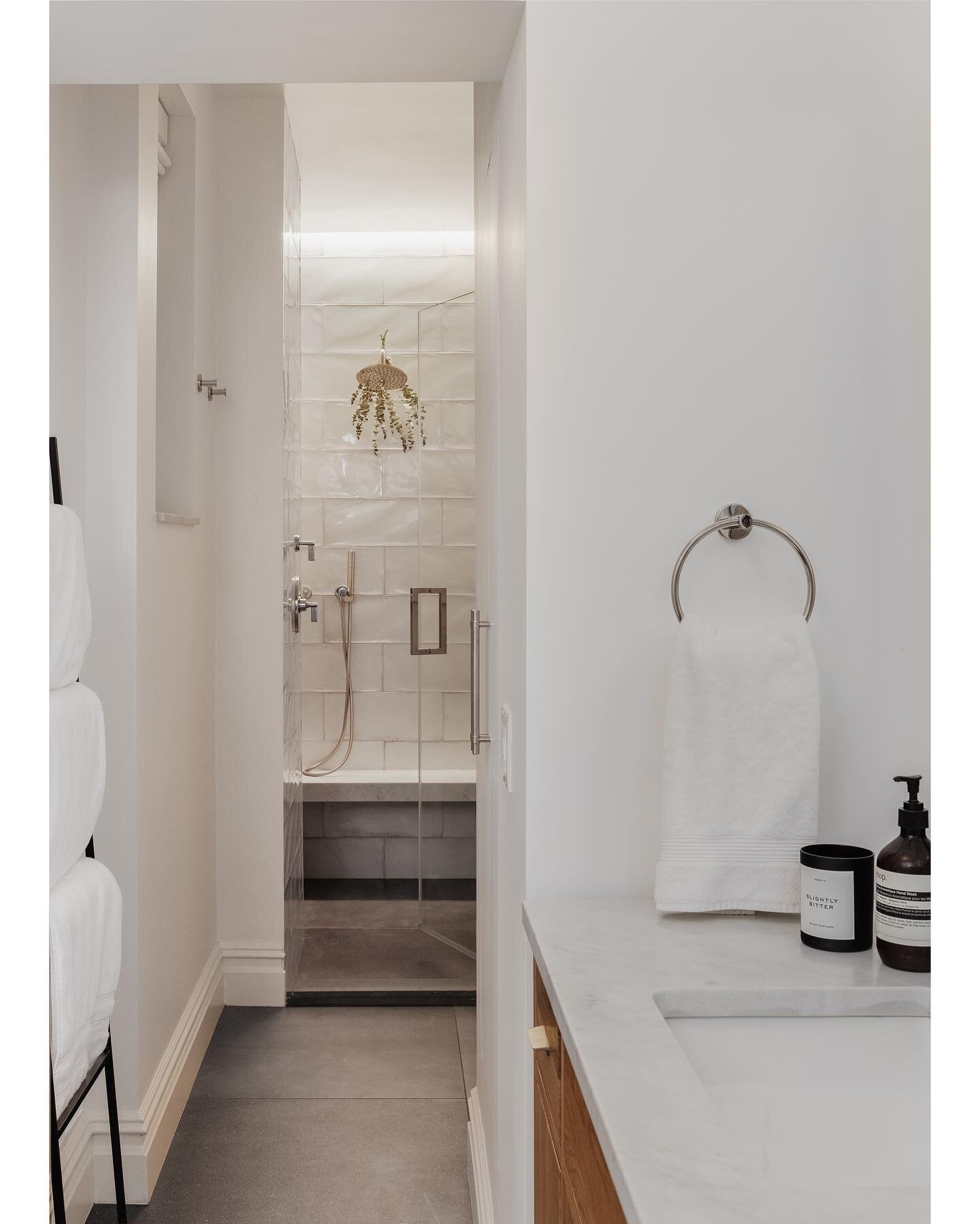 Primary shower at our East Village duplex project. 

Still one of the more head-scratching discoveries during demo to date. Swipe ⬅️.

A toilet had been positioned in the middle of this narrow space, elevated 12&rdquo; above the floor (a true throne!