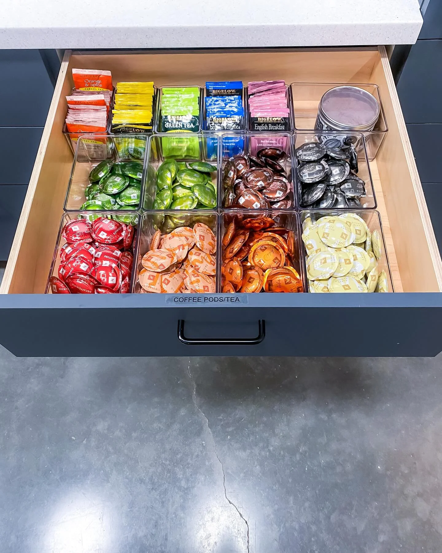 Our secret to a happier workday: tidy coffee and snack drawers! 
#WorkplaceHacks #organizedliving #workplaceorganization #snacktime #coffeeaddict