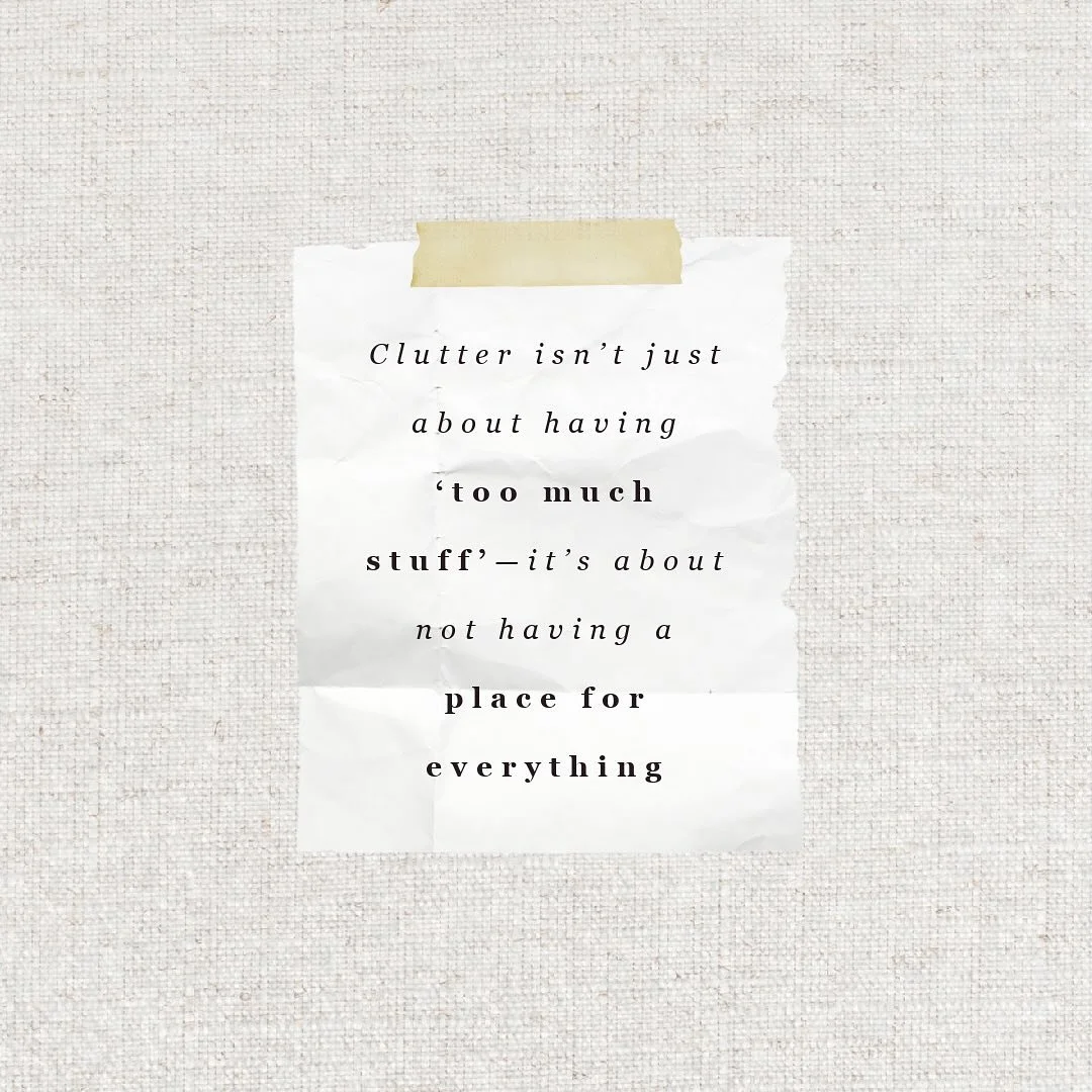 Clutter isn&rsquo;t just about having too much stuff&mdash;it&rsquo;s about not having a place for everything. ✨ When everything has a home, your space (and mind) feel lighter. Ready to reclaim your space? Start by giving each item a designated spot!