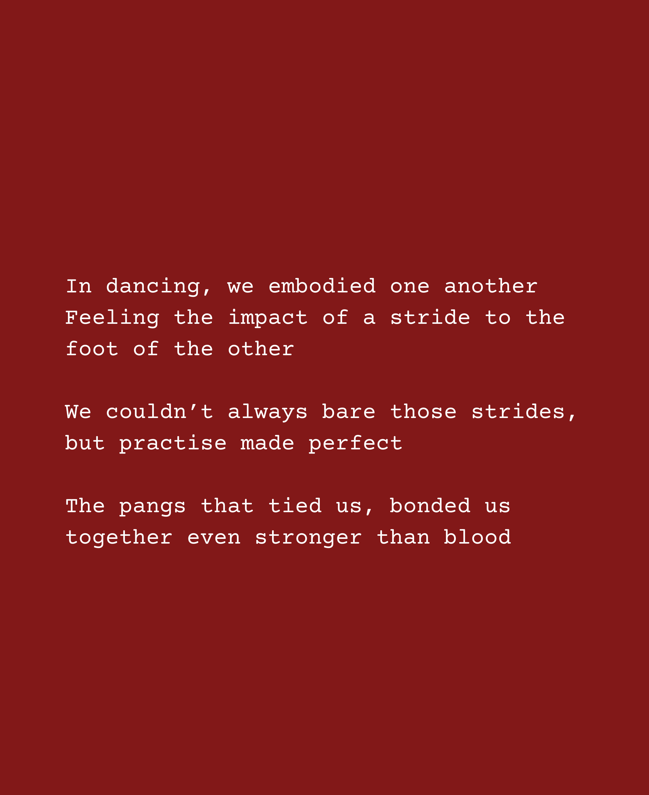 Laughter; Synonymous to weeping It’s the sound of a particular song that I wouldn’t want to sing with anyone else These are our family ties-3.png