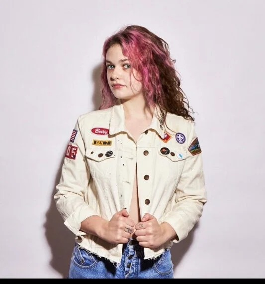 White Denim Jacket with Patches — Kim 