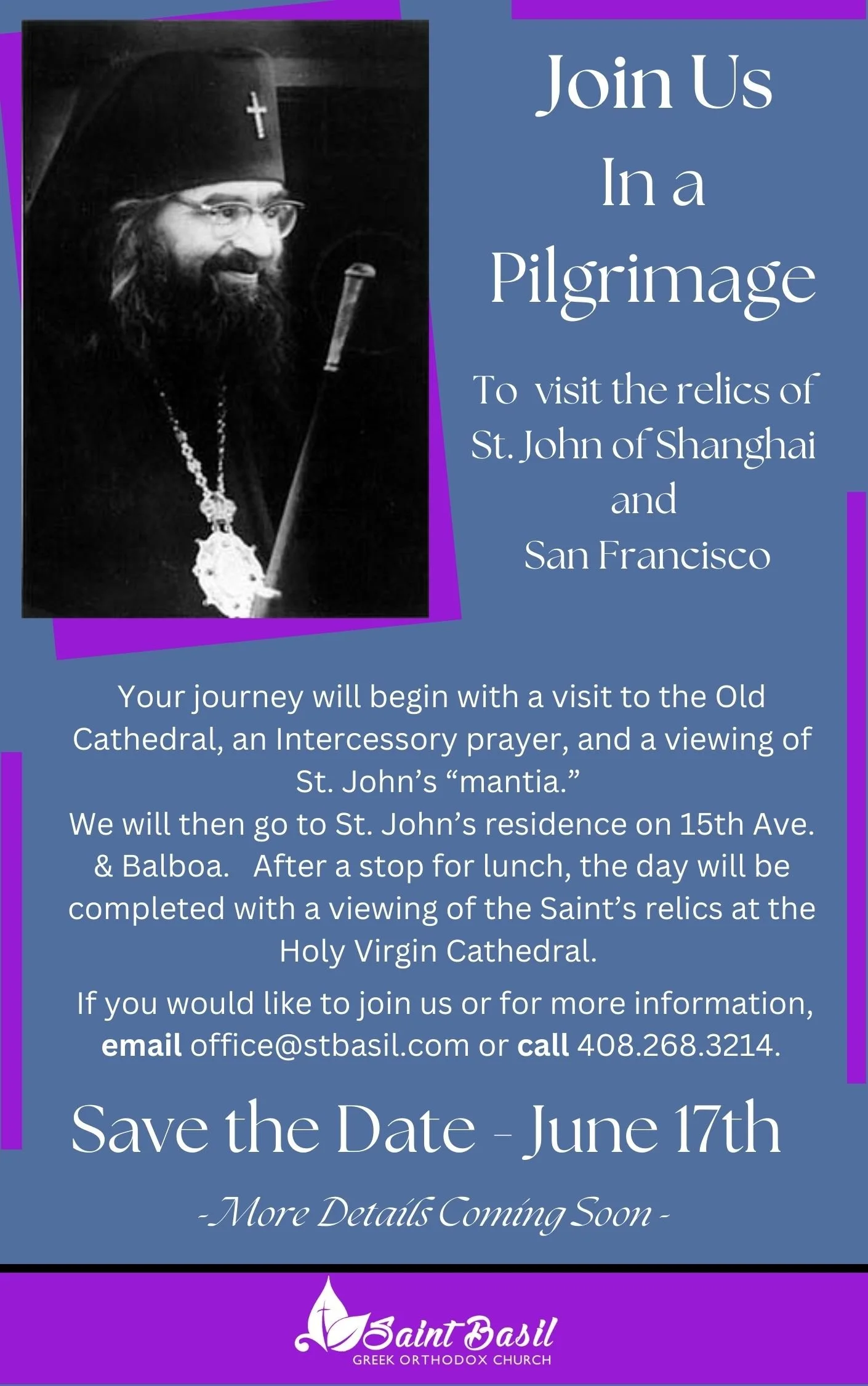 Pilgrimage to visit relics of St. John of Shanghai and San Francisco