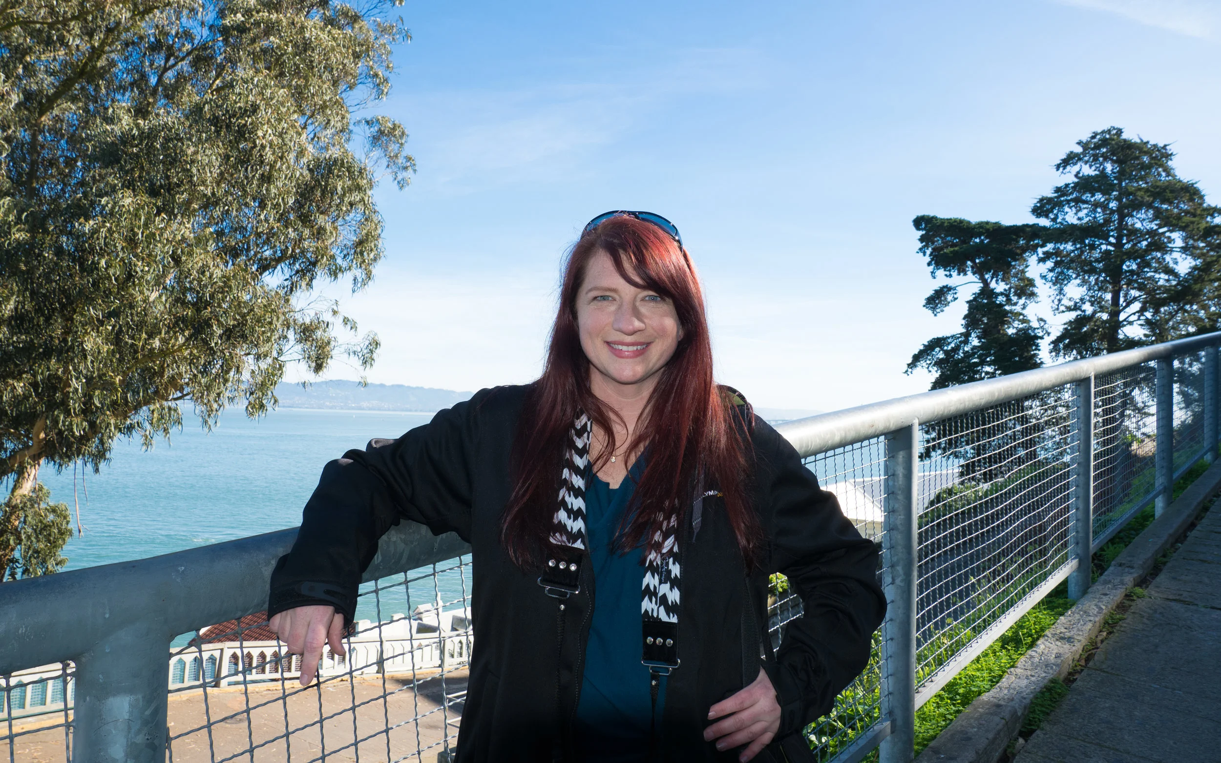 Laura on Alcatraz...yes, they let her off the island..haha!