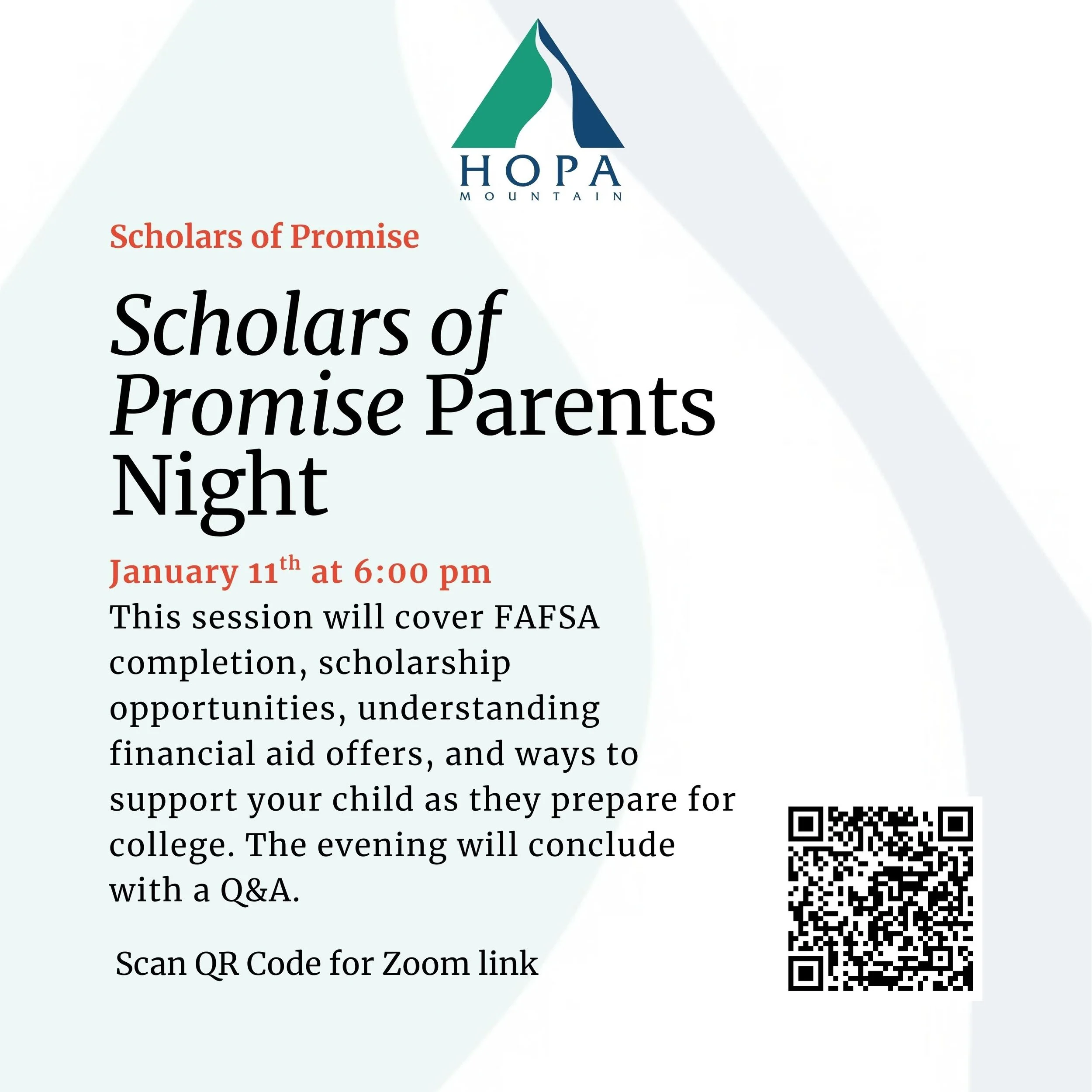 Scholars of Promise Parents Night - Zoom