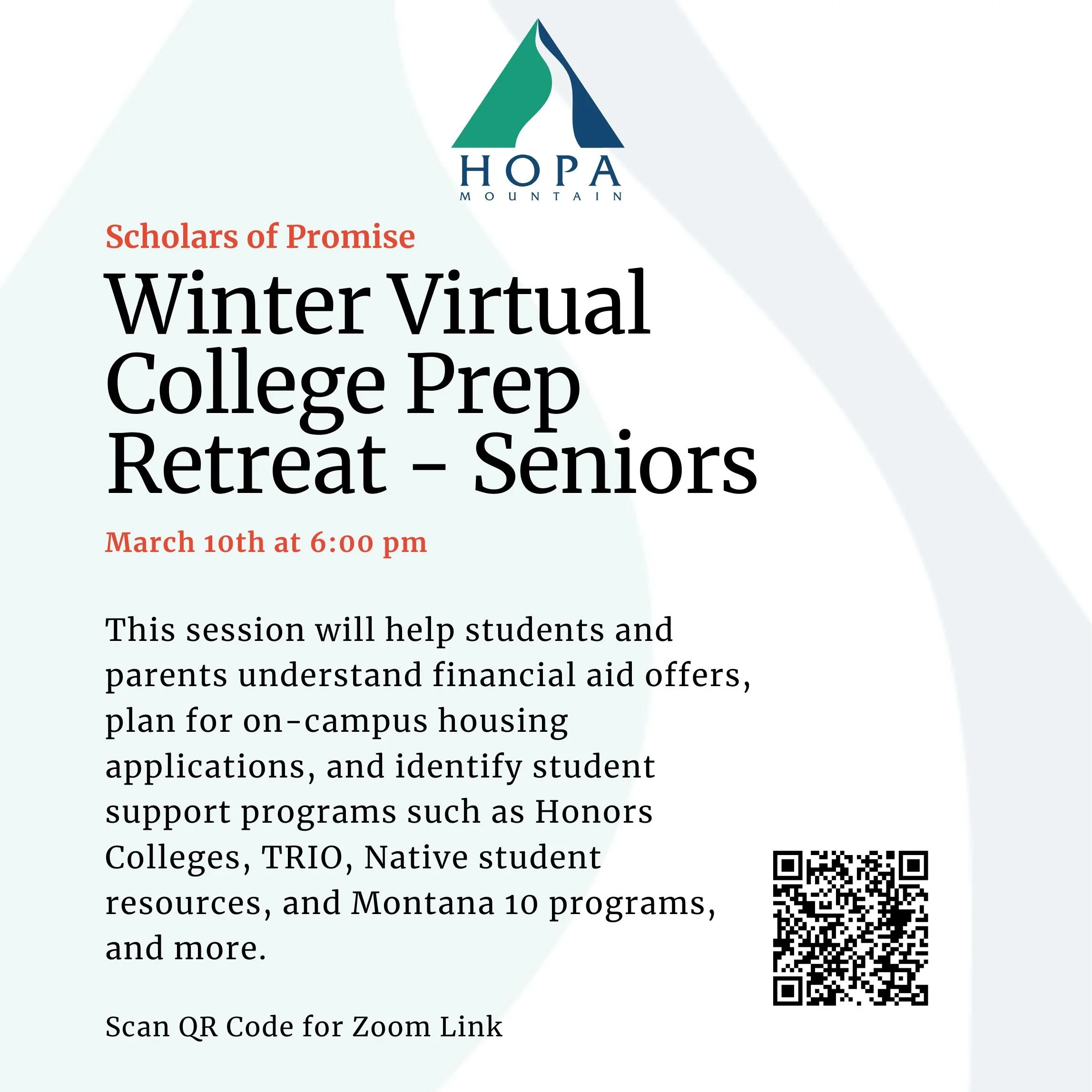 Scholars of Promise Seniors Virtual College Prep Retreat - Zoom