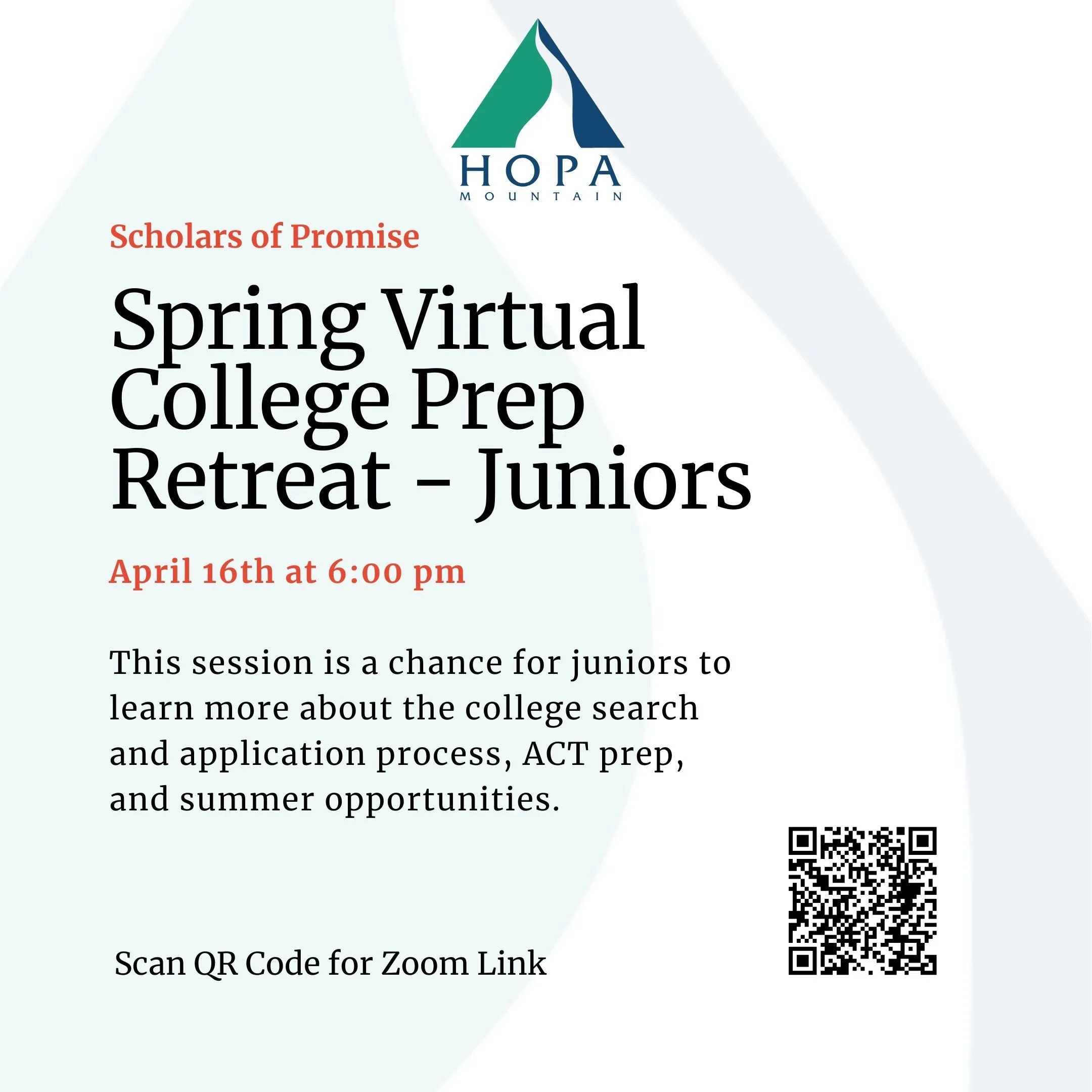 Scholars of Promise Juniors Virtual College Prep Retreat - Zoom 