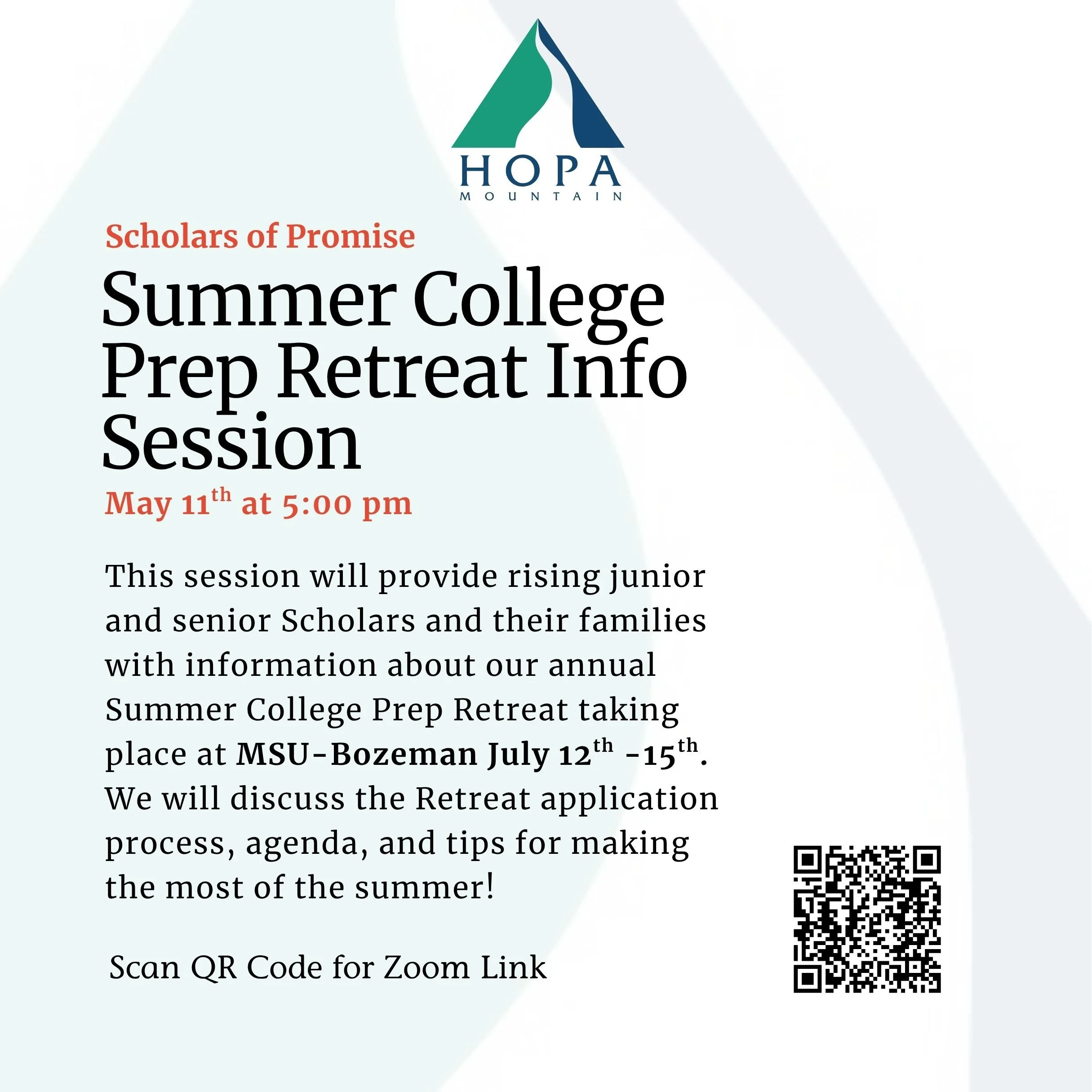 Scholars of Promise: Summer College Prep Retreat Info Session - Zoom